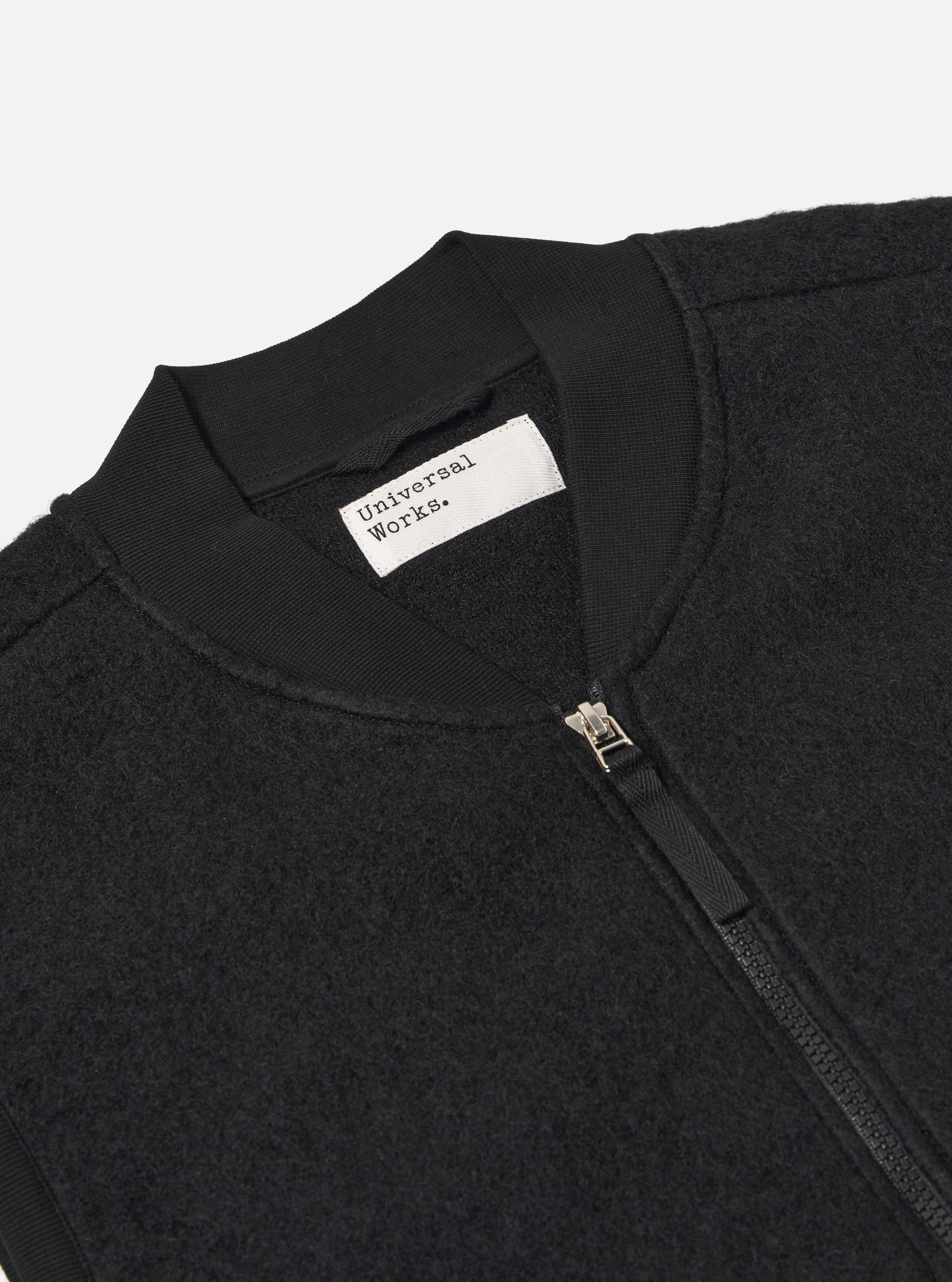 Black Wool Fleece Zip Waistcoat