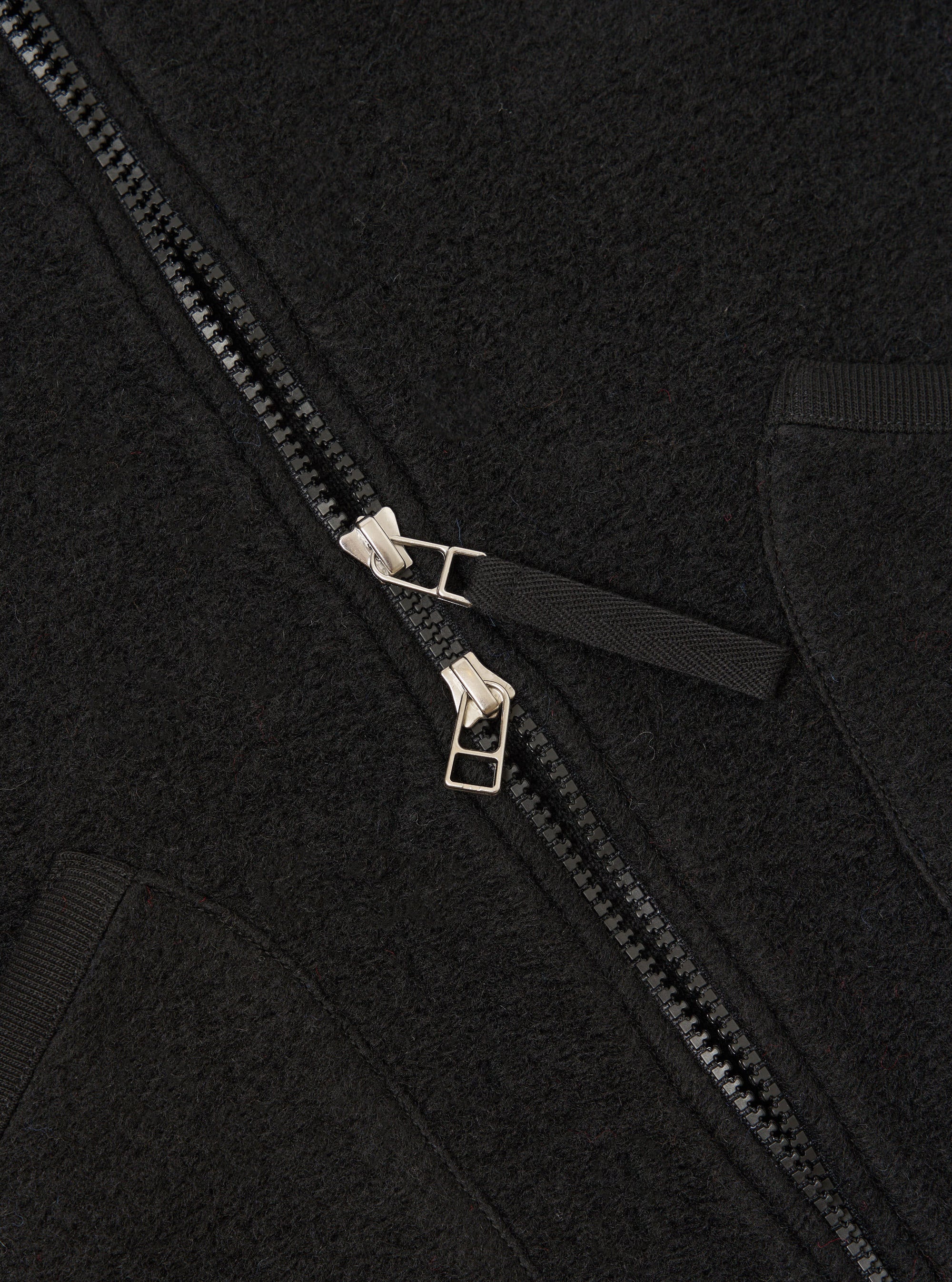 Black Wool Fleece Zip Waistcoat