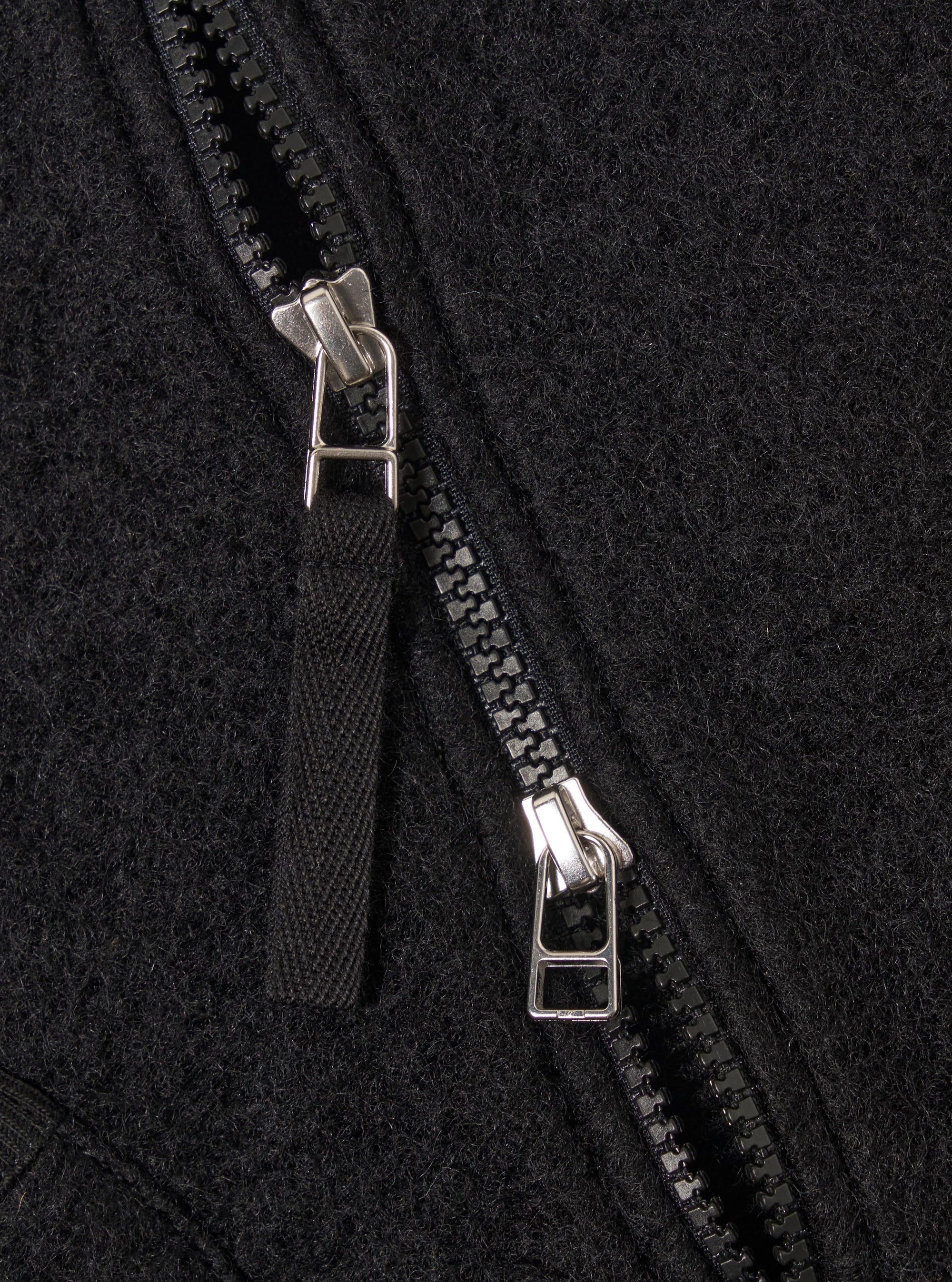 Black Wool Fleece Zip Waistcoat