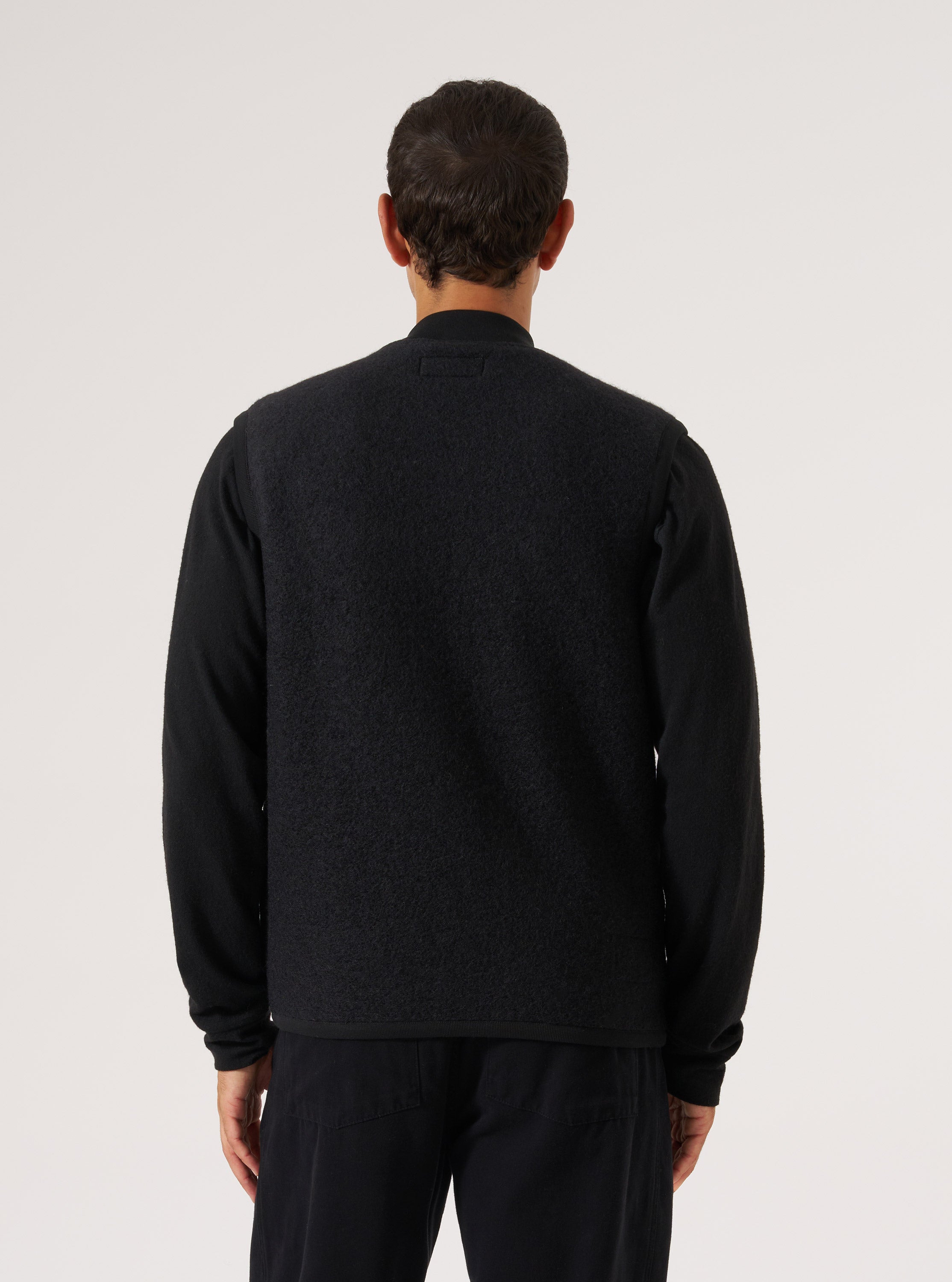 Men's Black Wool Fleece Zip Waistcoat – Universal Works