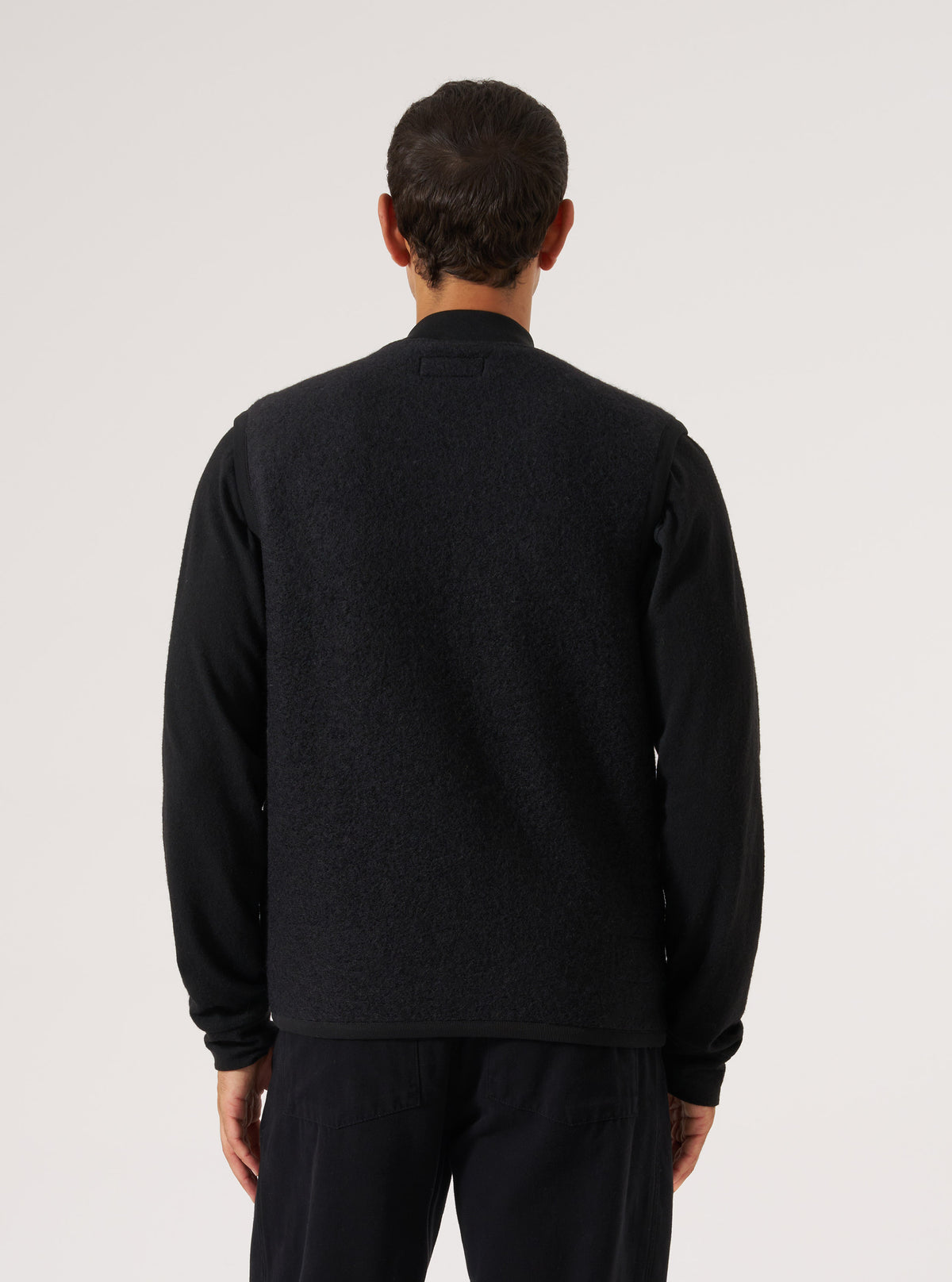 Black Wool Fleece Zip Waistcoat