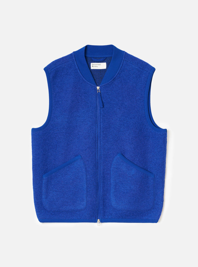 Blue Wool Fleece Zip Waistcoat
