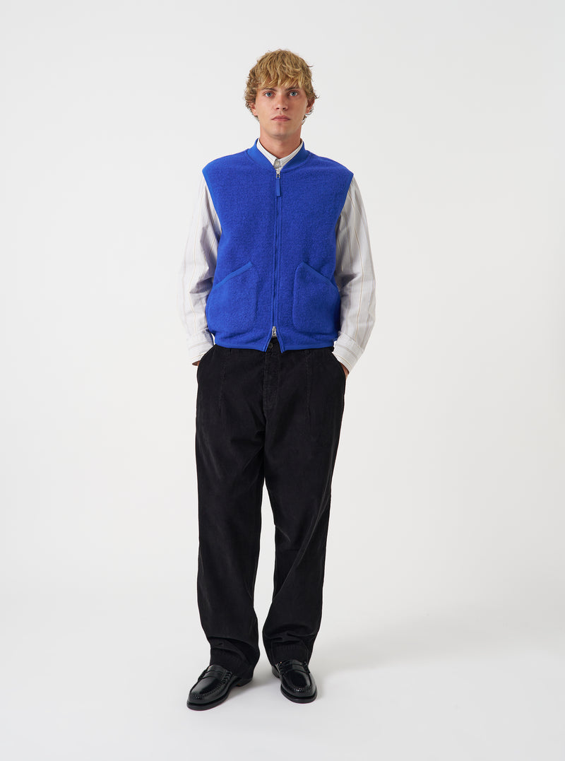 Blue Wool Fleece Zip Waistcoat