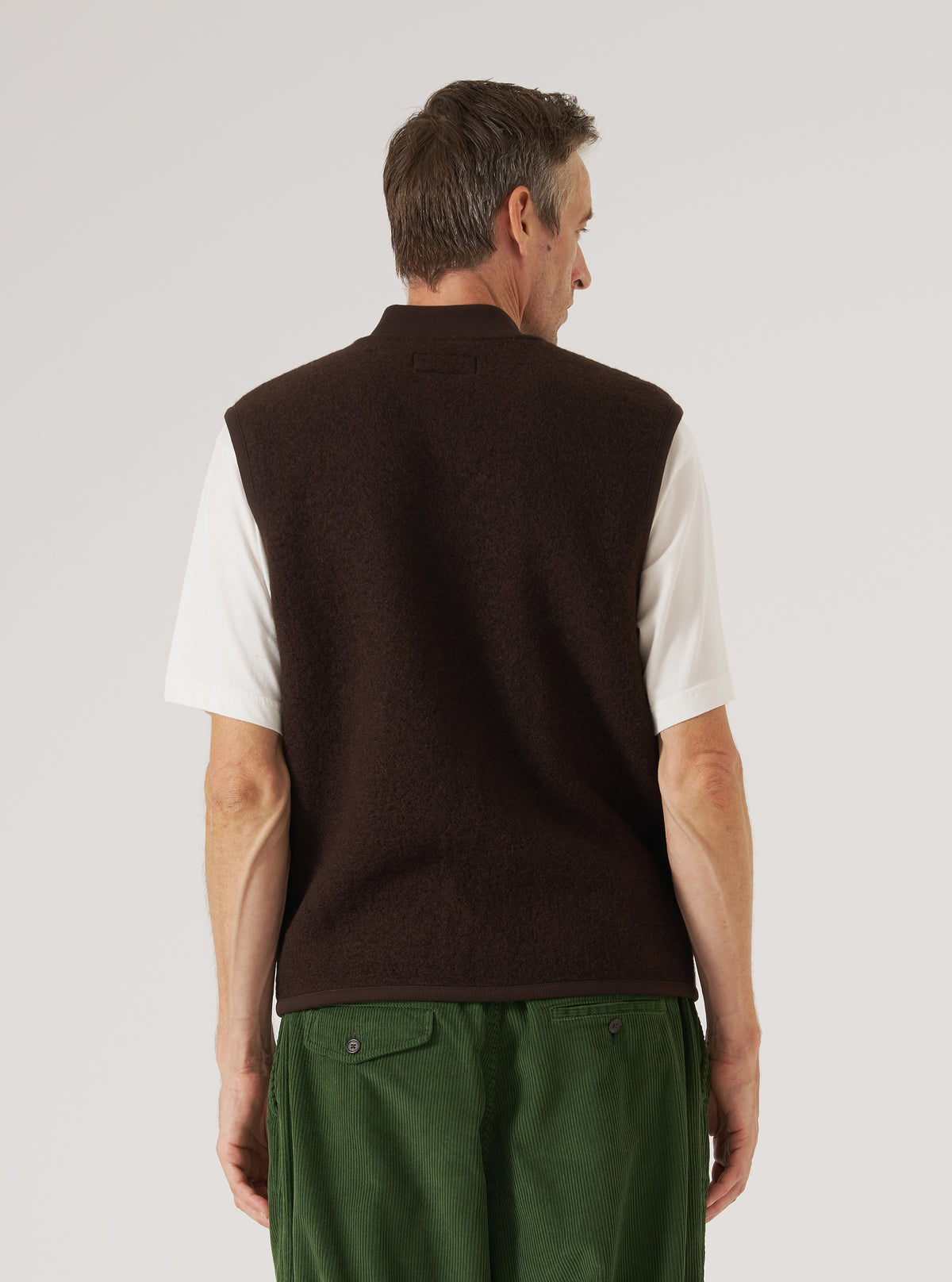 Brown Wool Fleece Zip Waistcoat