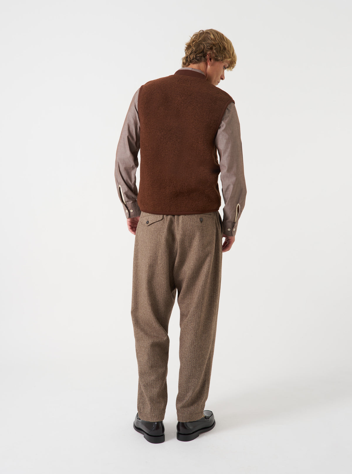 Cacao Wool Fleece Zip Waistcoat