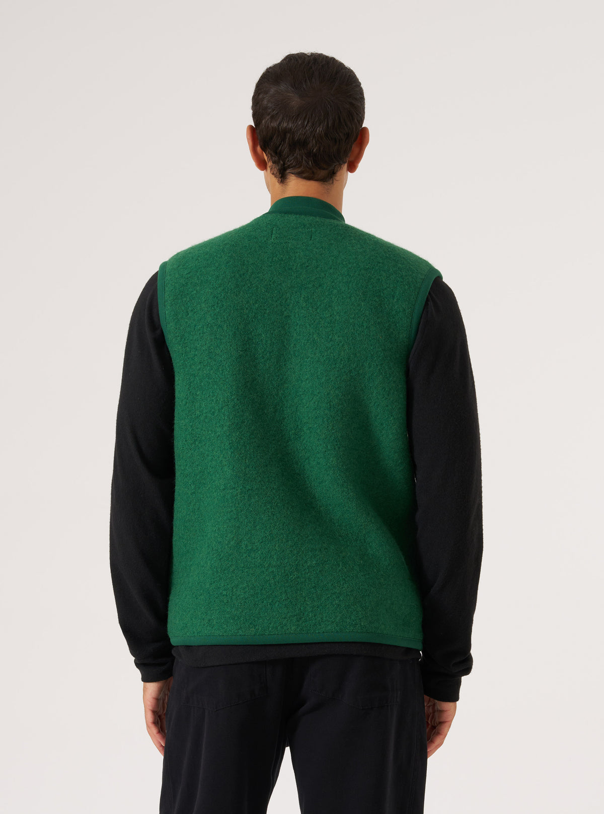 Green Wool Fleece Zip Waistcoat