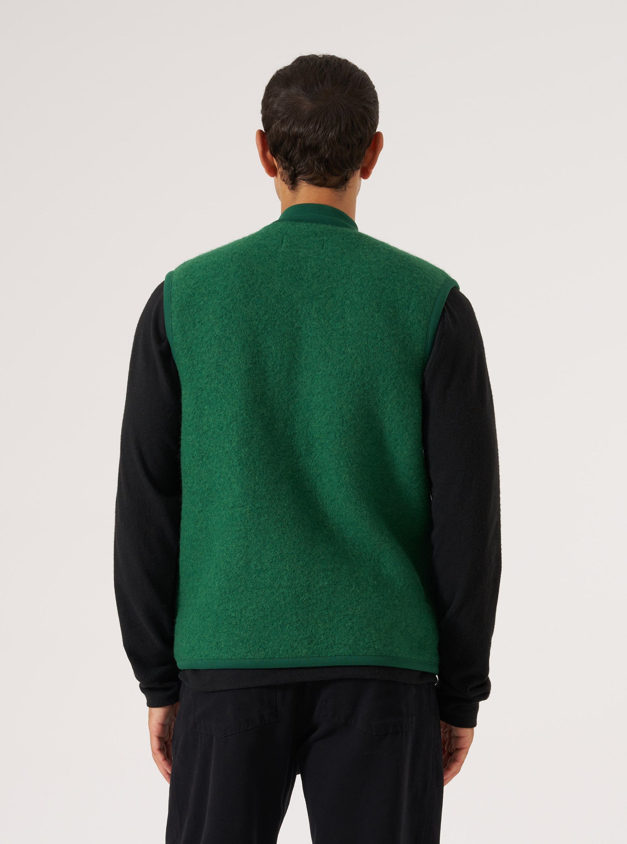 Green Wool Fleece Zip Waistcoat