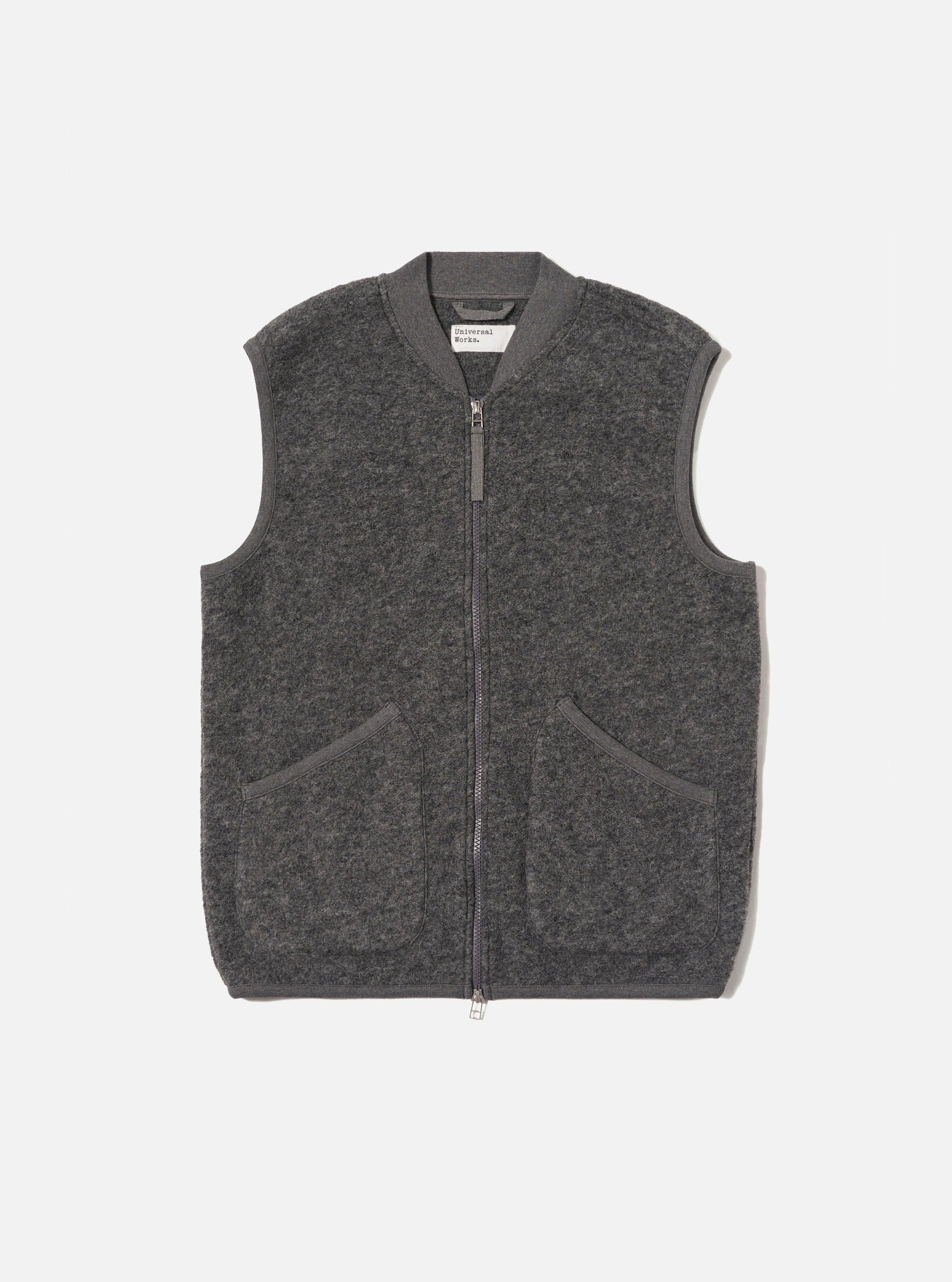 Grey Marl Wool Fleece Zip Waistcoat