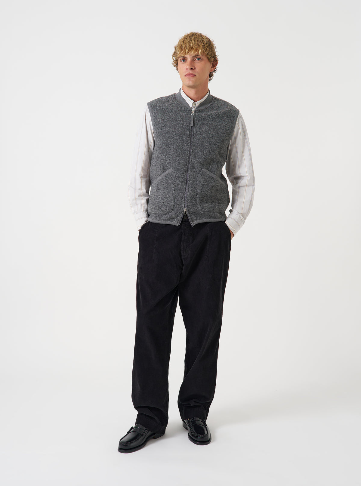 Grey Marl Wool Fleece Zip Waistcoat