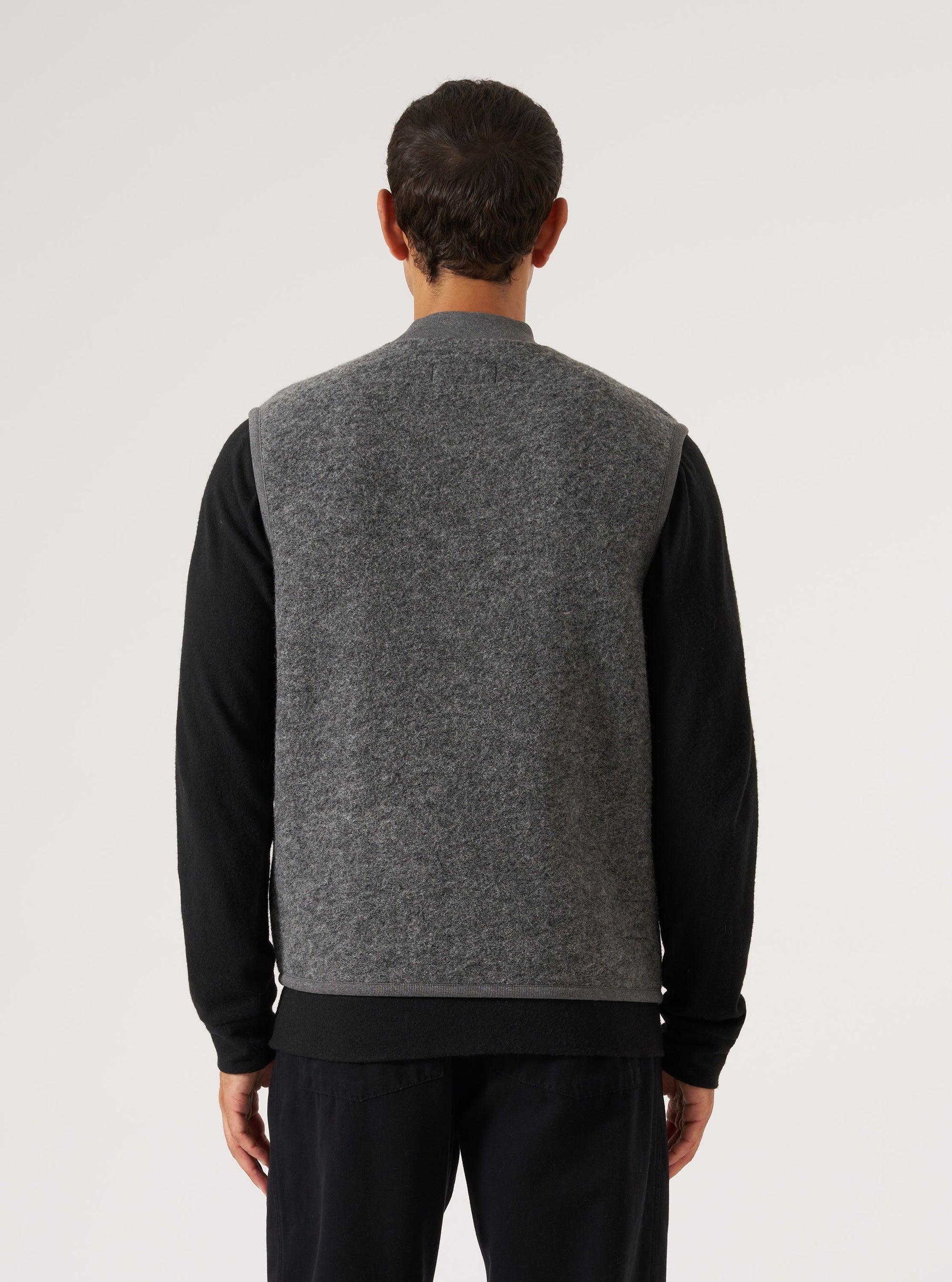 Grey Marl Wool Fleece Zip Waistcoat