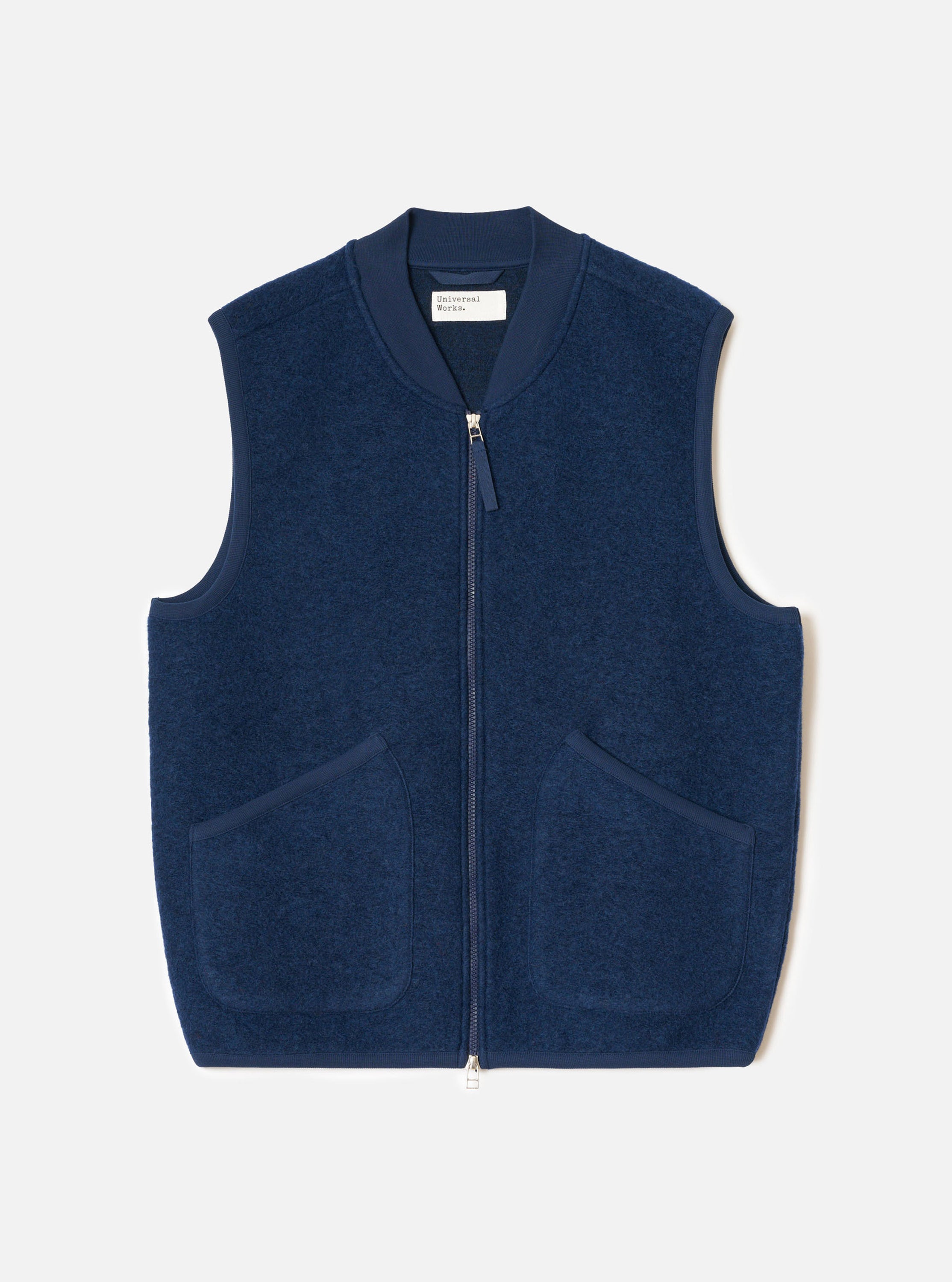 Men's Indigo Wool Fleece Zip Waistcoat – Universal Works