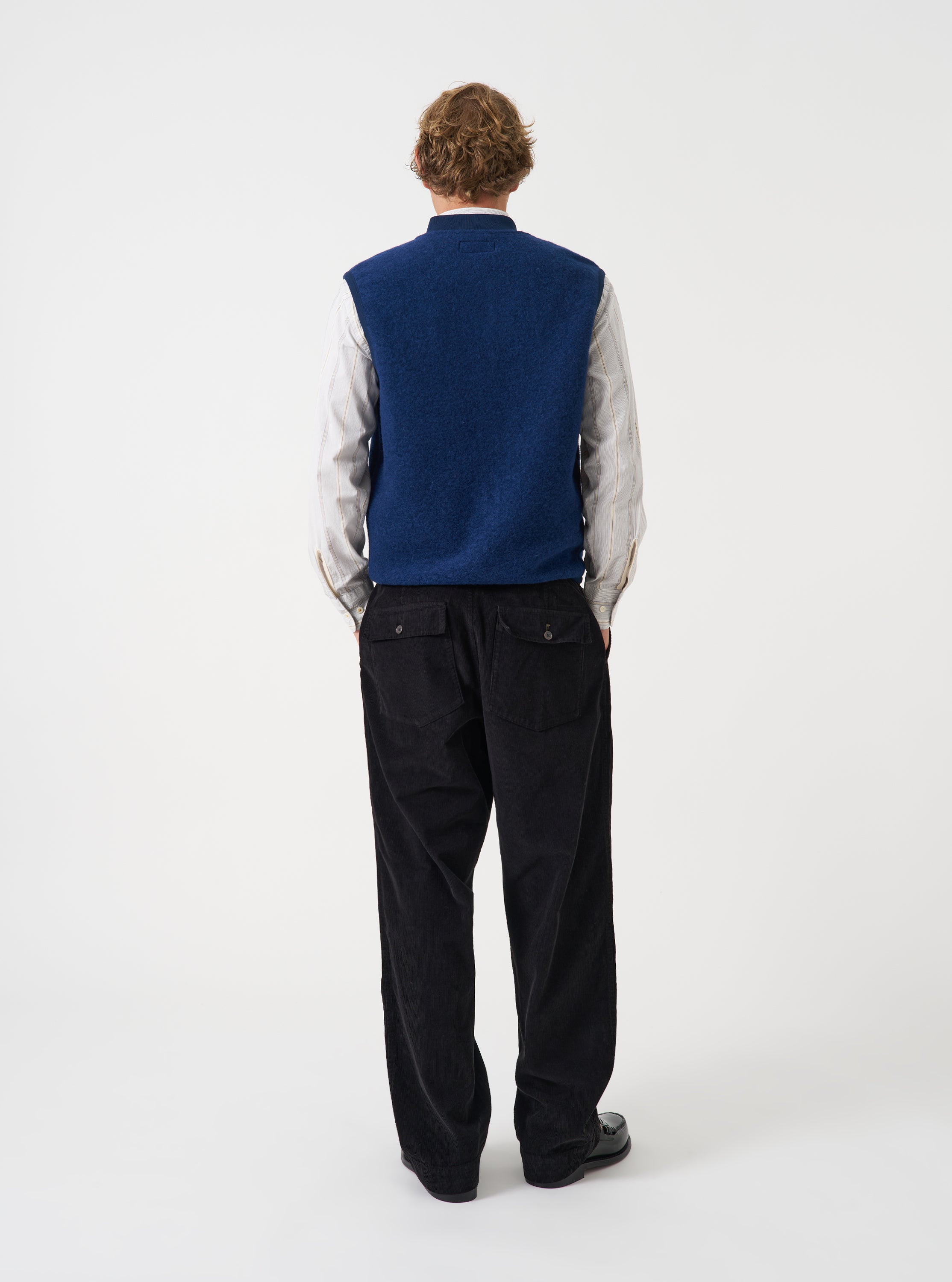 Men's Indigo Wool Fleece Zip Waistcoat – Universal Works