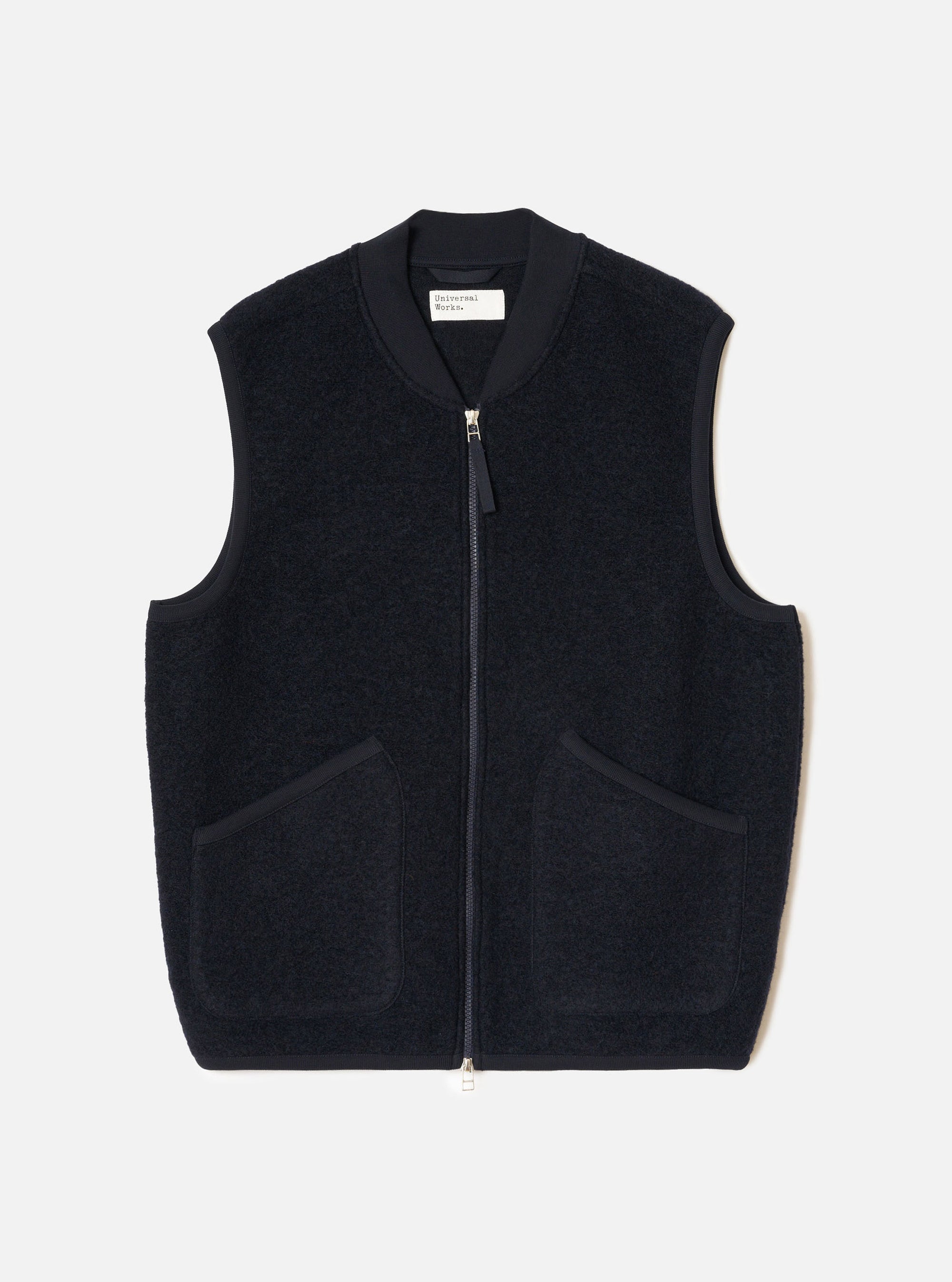 Navy Wool Fleece Zip Waistcoat