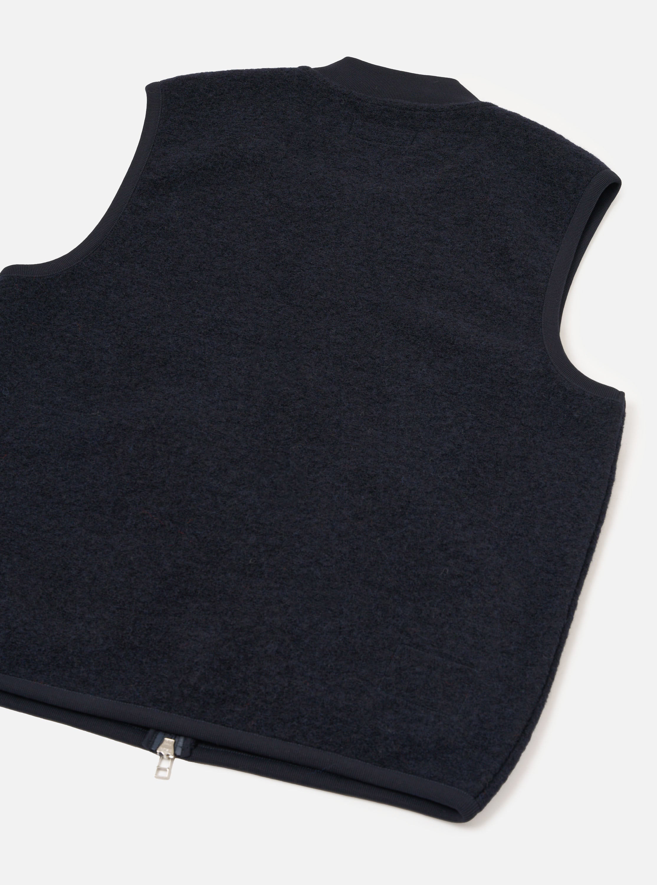 Men's Navy Wool Fleece Zip Waistcoat – Universal Works
