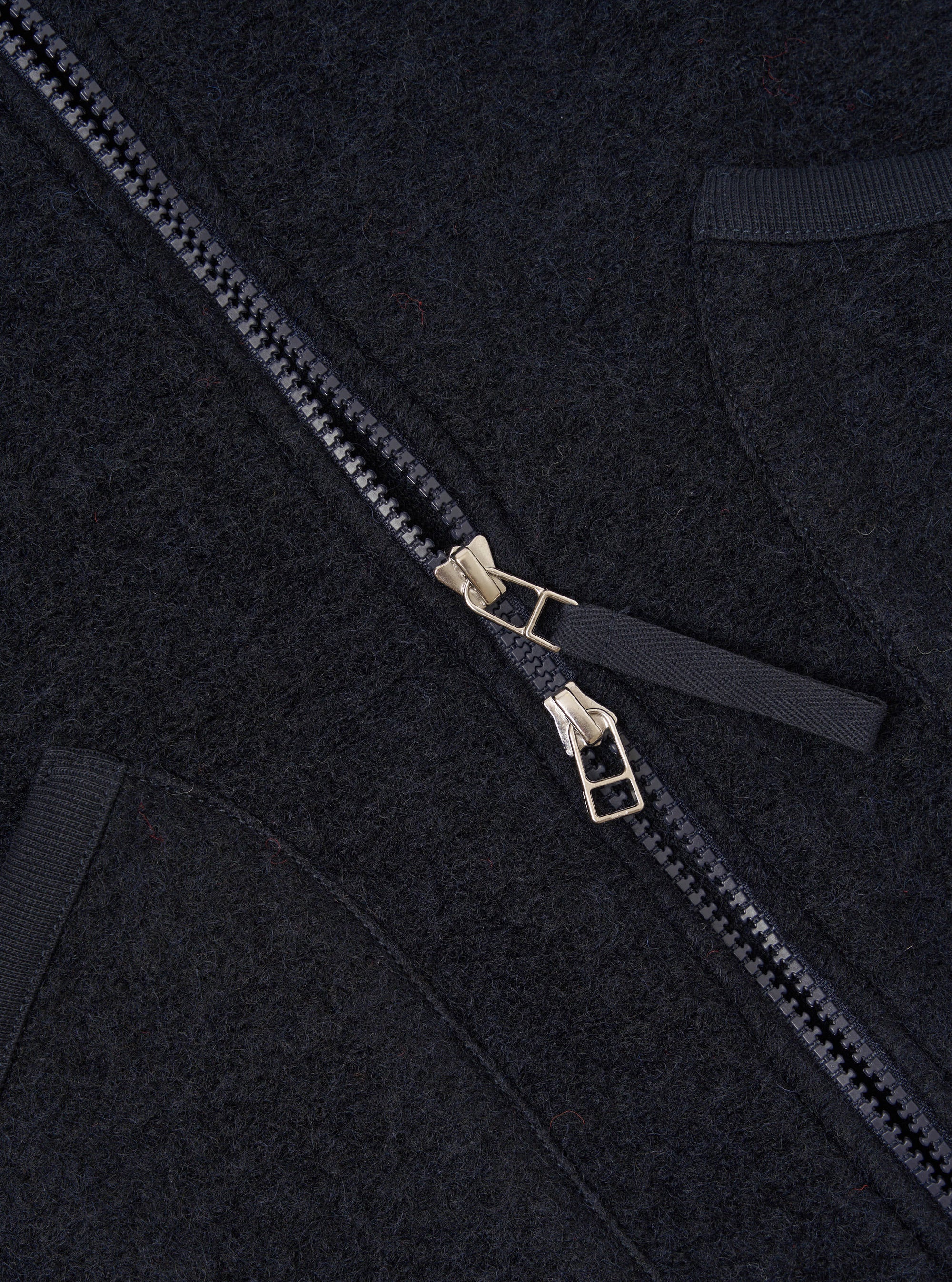 Navy Wool Fleece Zip Waistcoat