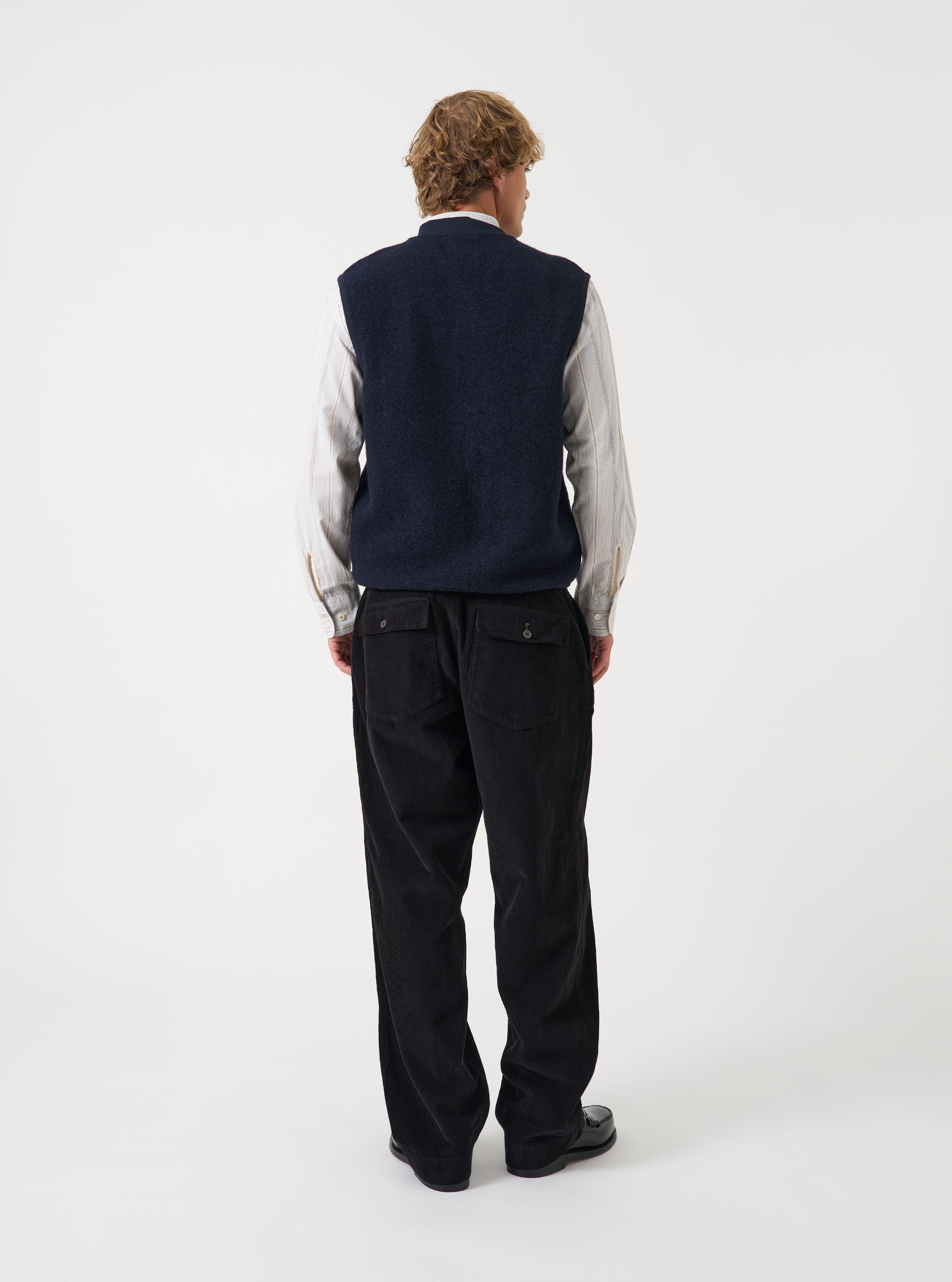 Men's Navy Wool Fleece Zip Waistcoat – Universal Works