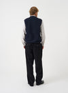 Navy Wool Fleece Zip Waistcoat