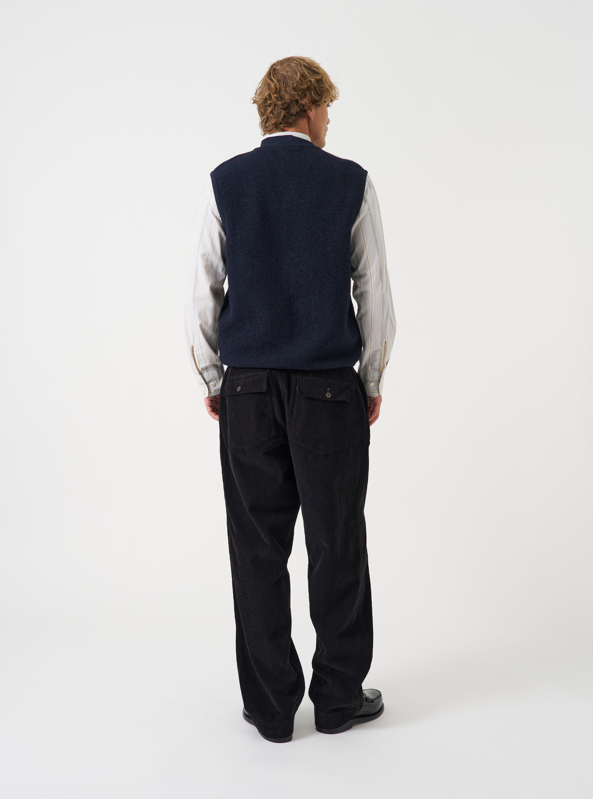 Navy Wool Fleece Zip Waistcoat