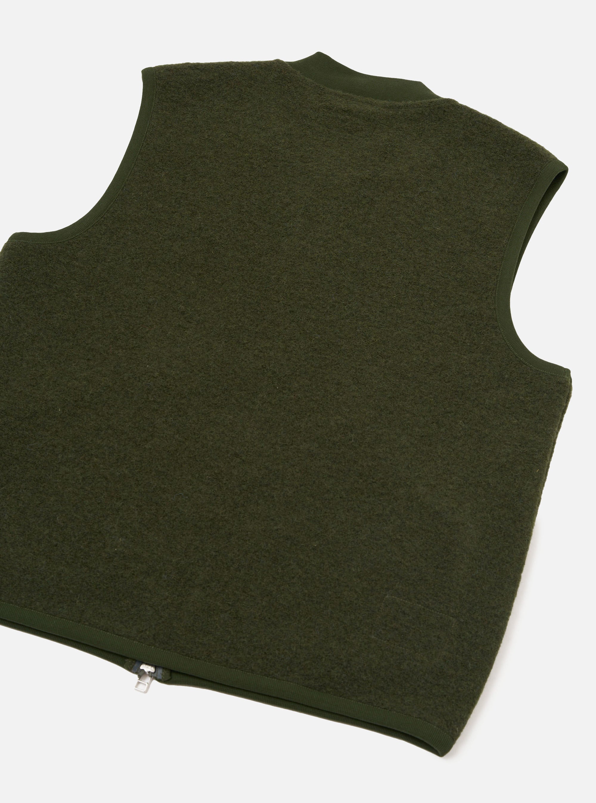 Olive Wool Fleece Zip Waistcoat