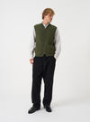 Olive Wool Fleece Zip Waistcoat