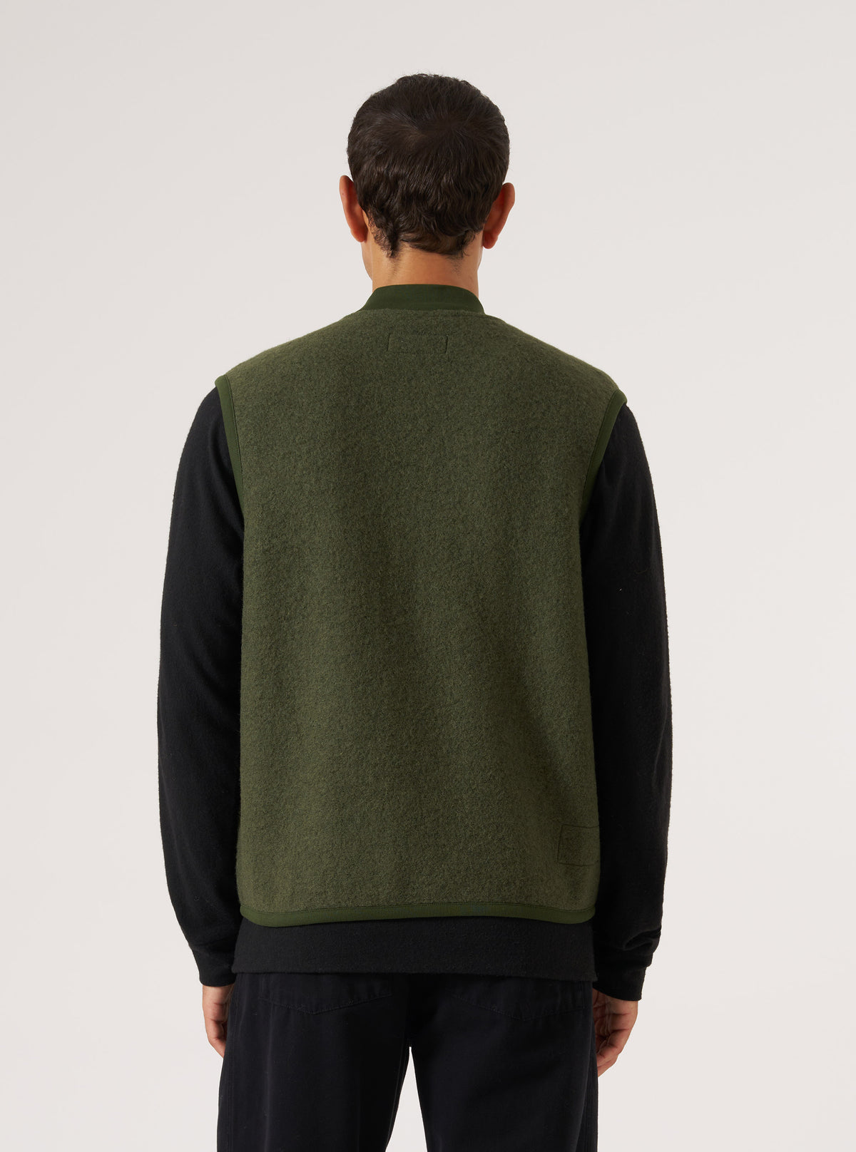 Olive Wool Fleece Zip Waistcoat