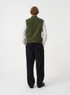 Olive Wool Fleece Zip Waistcoat