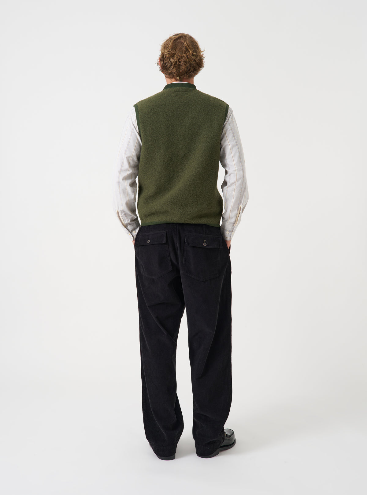 Olive Wool Fleece Zip Waistcoat