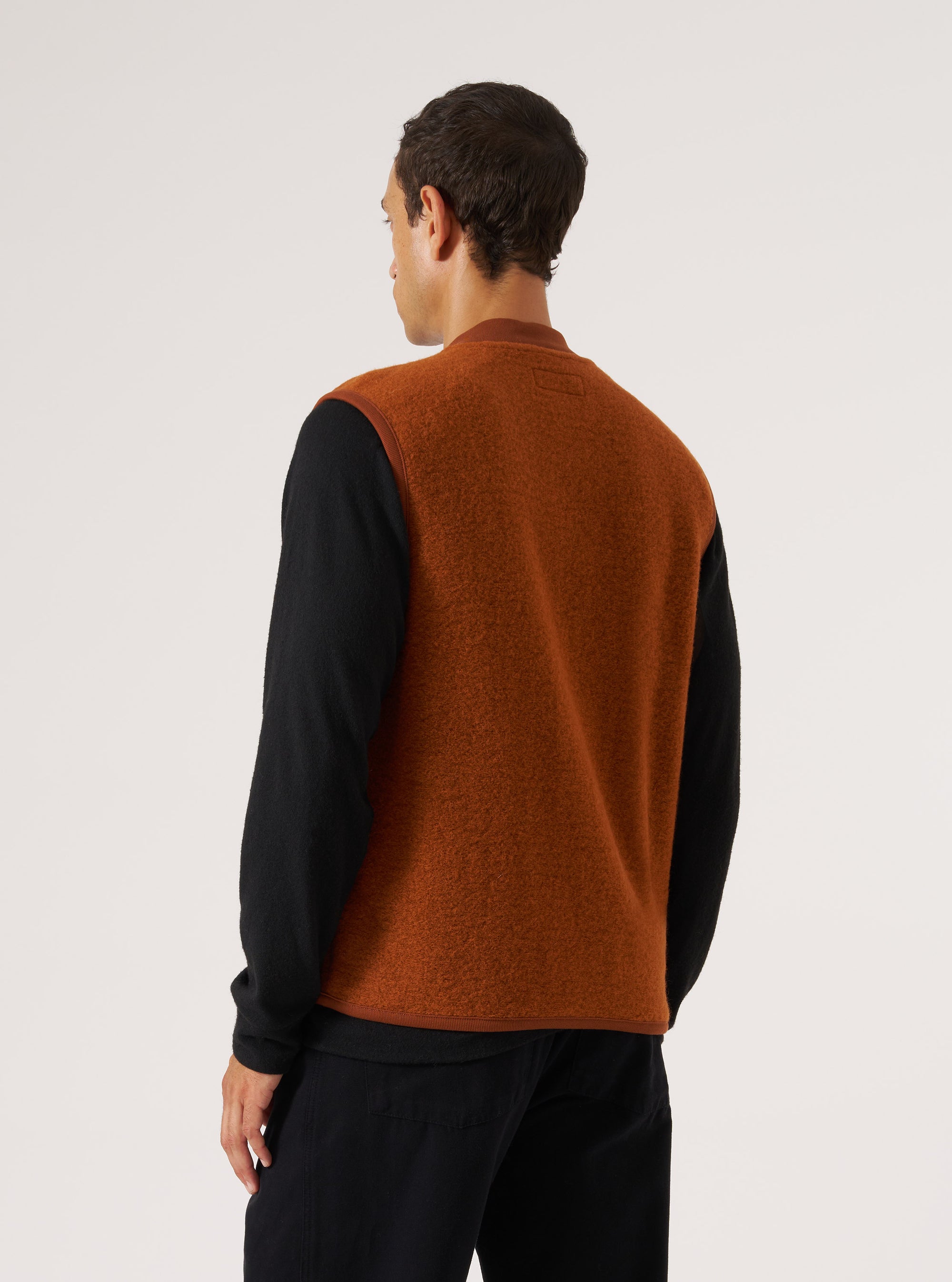 Rust Wool Fleece Zip Waistcoat