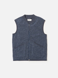 Slate Blue Wool Fleece Zip Waistcoat