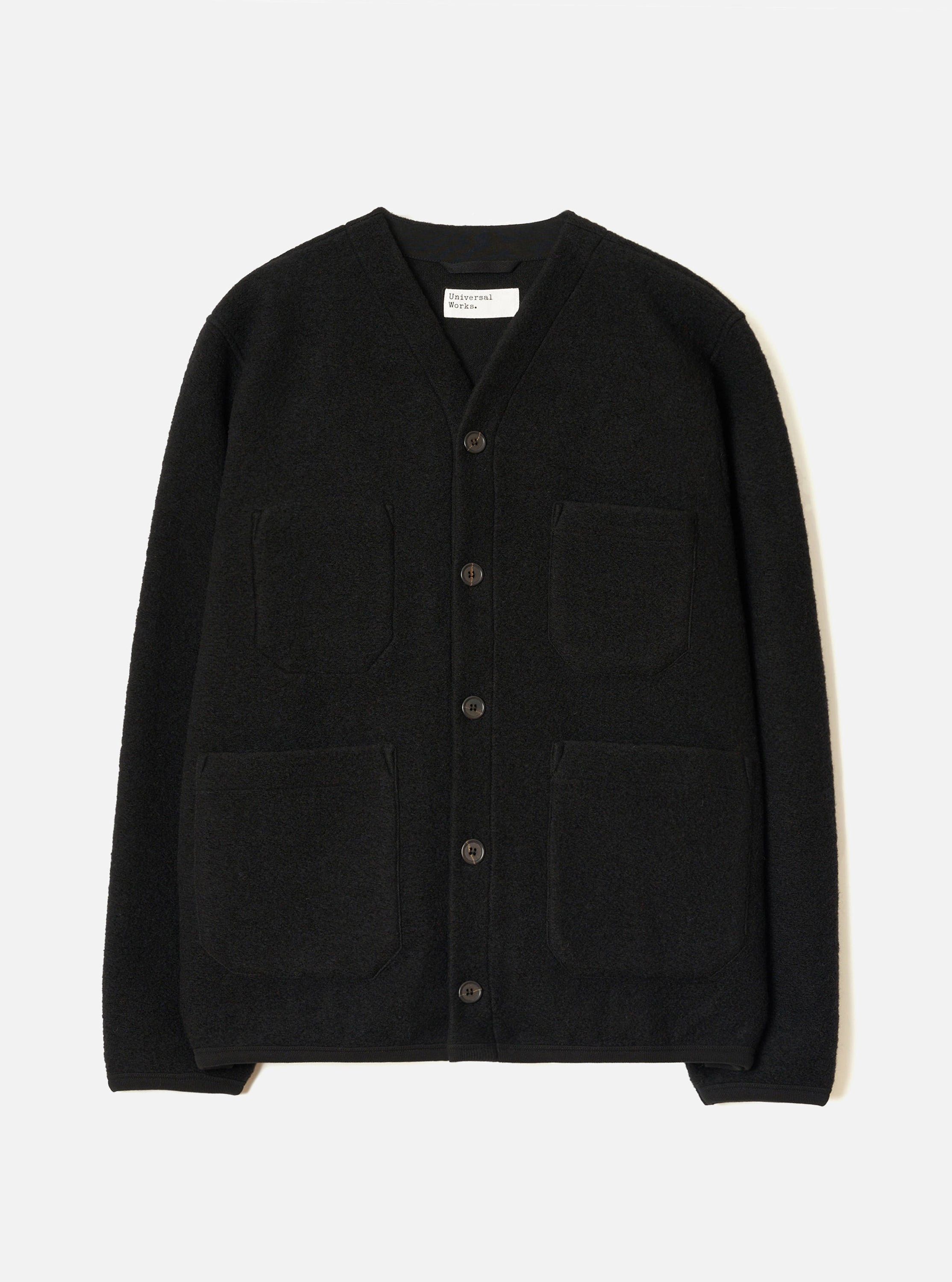 Men's Black Wool Fleece Cardigan – Universal Works