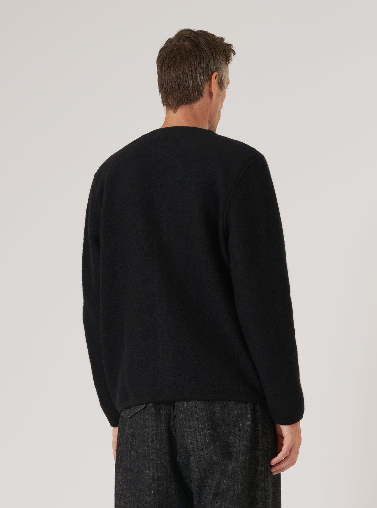 Black Wool Fleece Cardigan