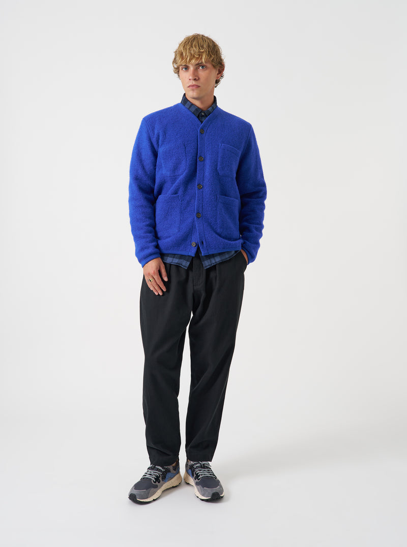 Blue Wool Fleece Cardigan