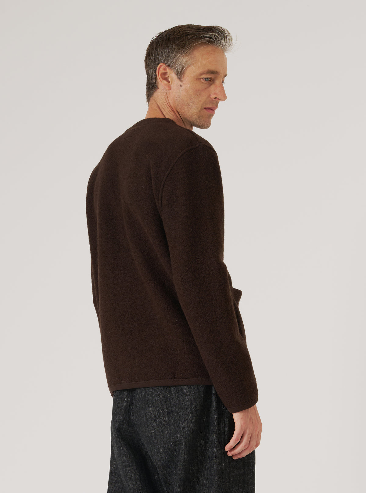 Brown Wool Fleece Cardigan
