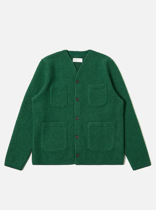 Green Wool Fleece Cardigan