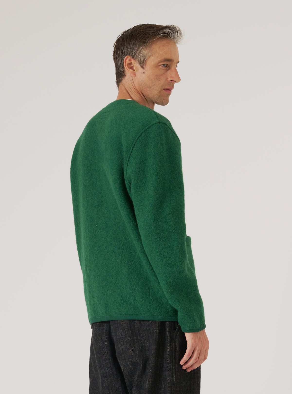 Green Wool Fleece Cardigan