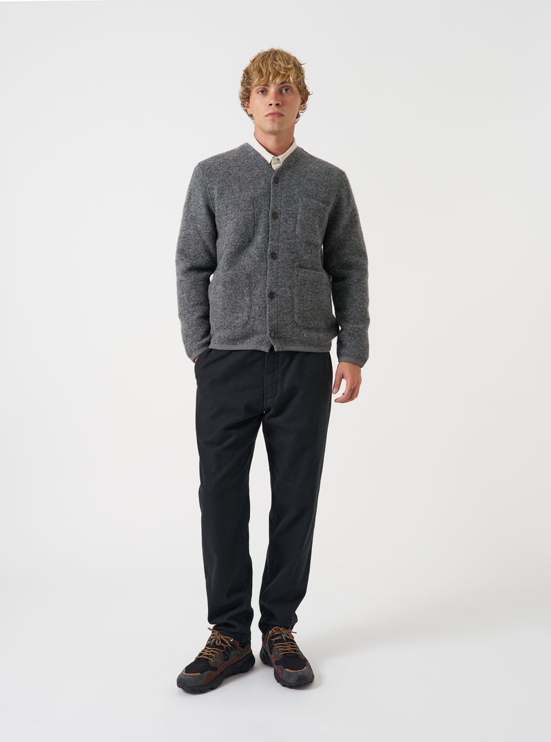 Grey Marl Wool Fleece Cardigan