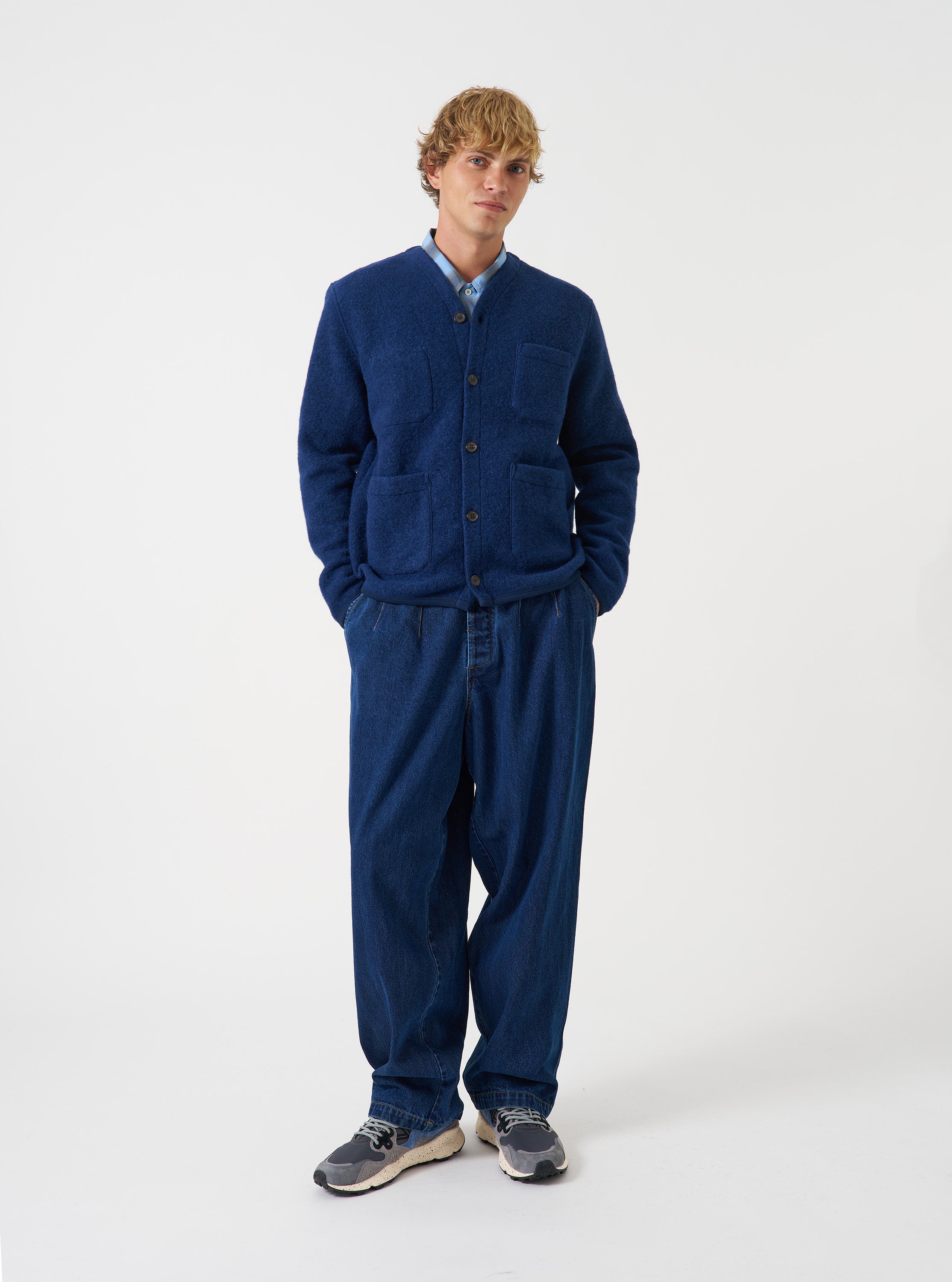 Men's Indigo Wool Fleece Cardigan – Universal Works