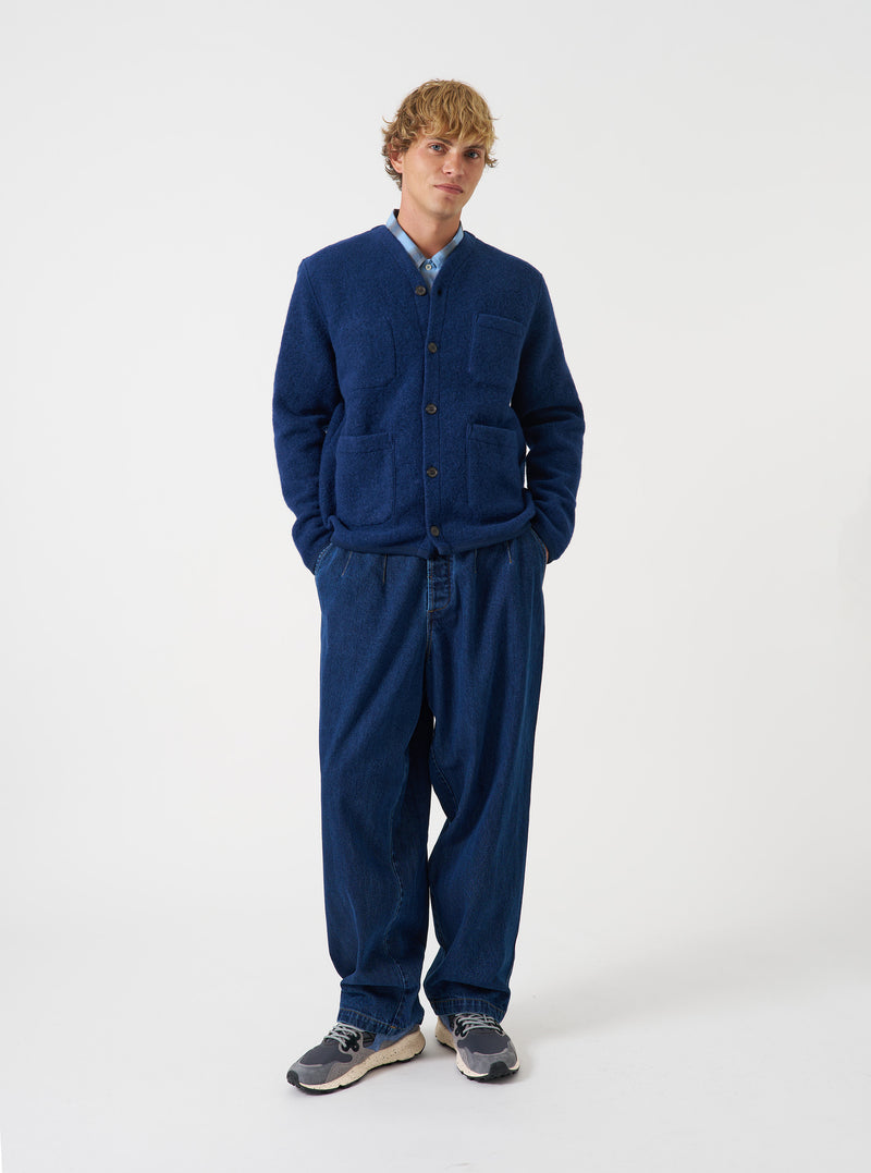 Indigo Wool Fleece Cardigan