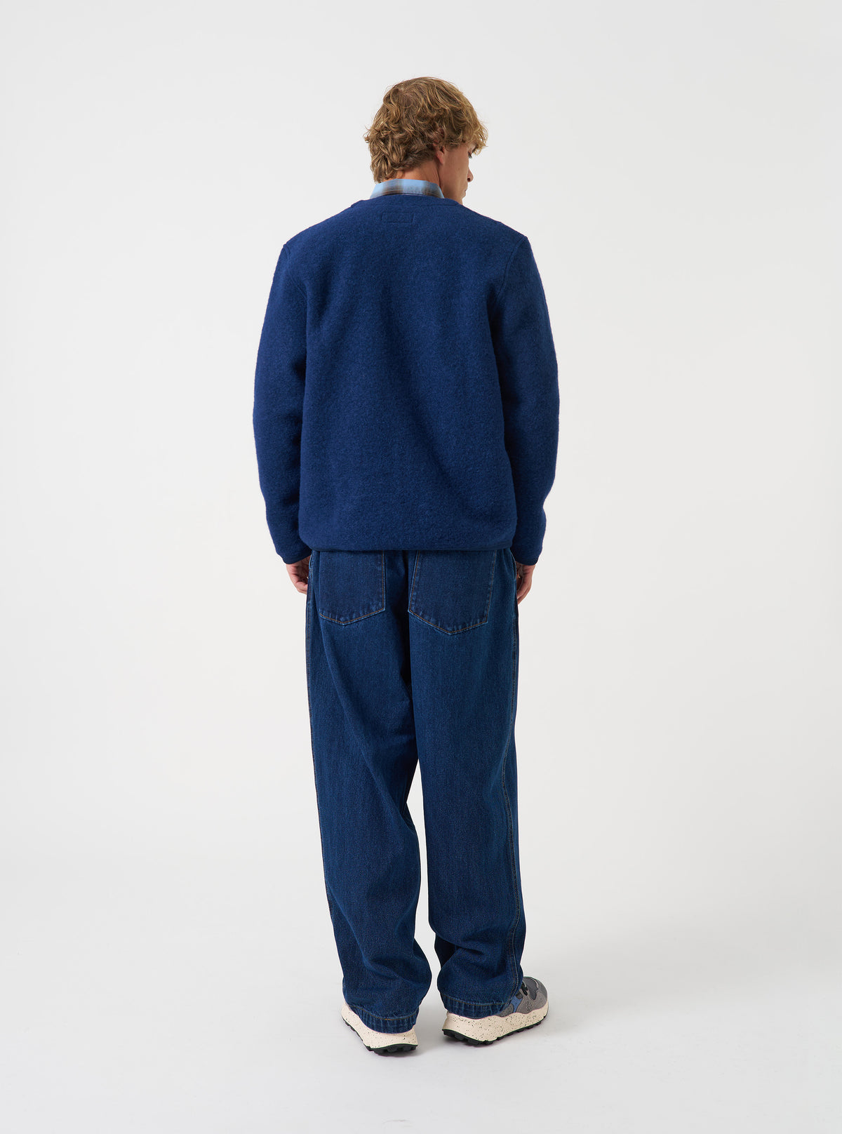 Indigo Wool Fleece Cardigan