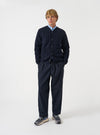Navy Wool Fleece Cardigan
