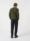 Olive Wool Fleece Cardigan
