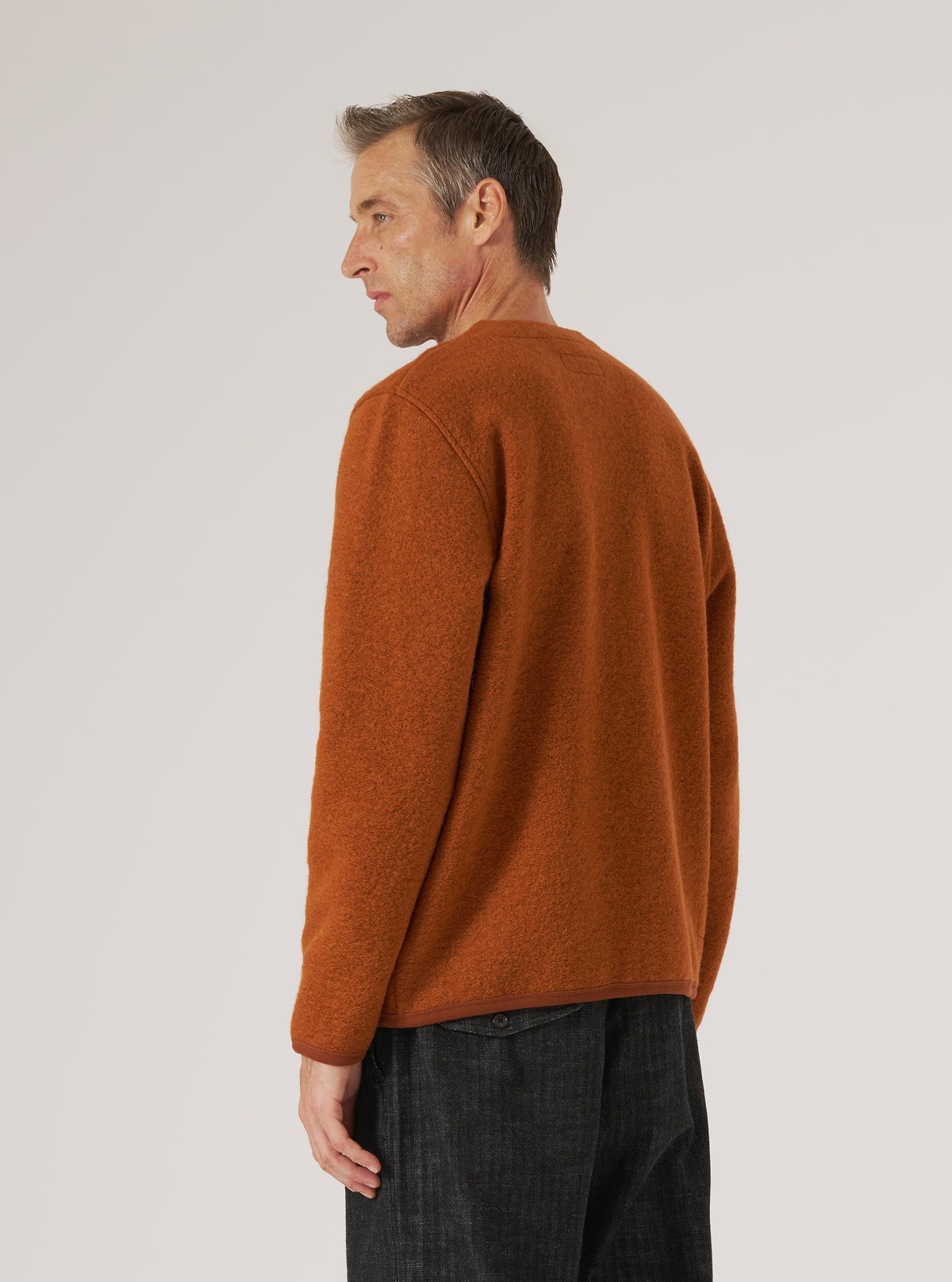 Rust Wool Fleece Cardigan