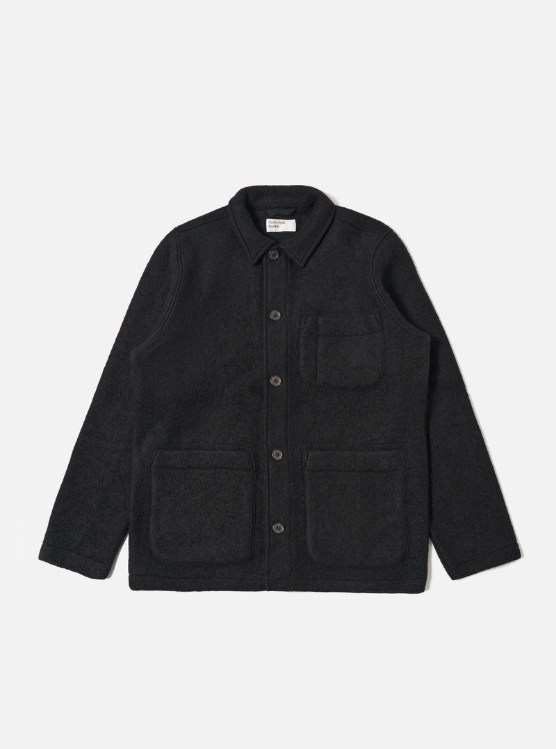 Black Wool Fleece Field Jacket