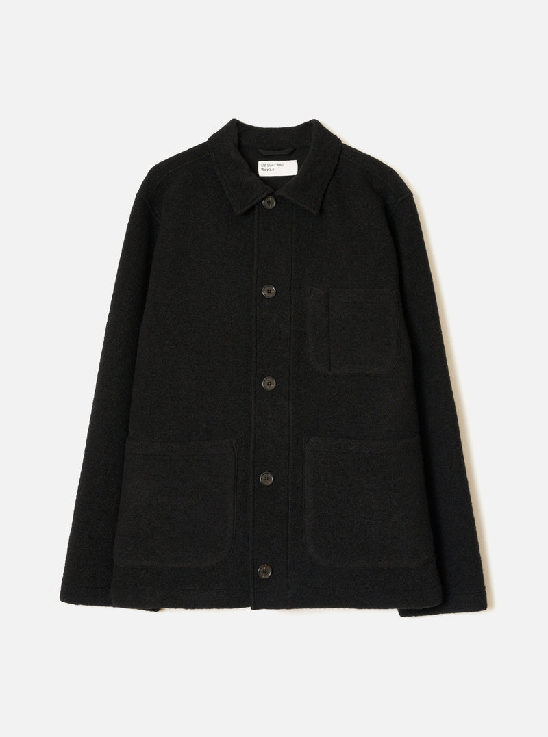 Black Wool Fleece Field Jacket