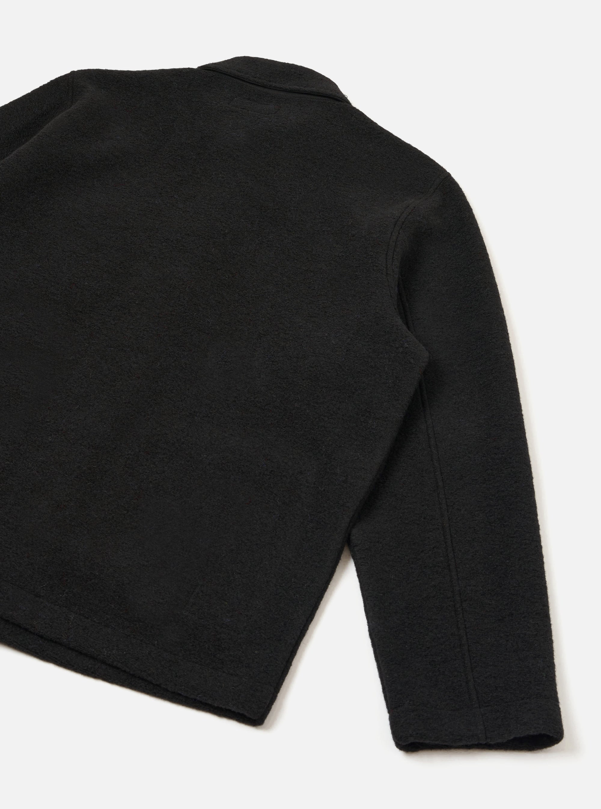 Black Wool Fleece Field Jacket