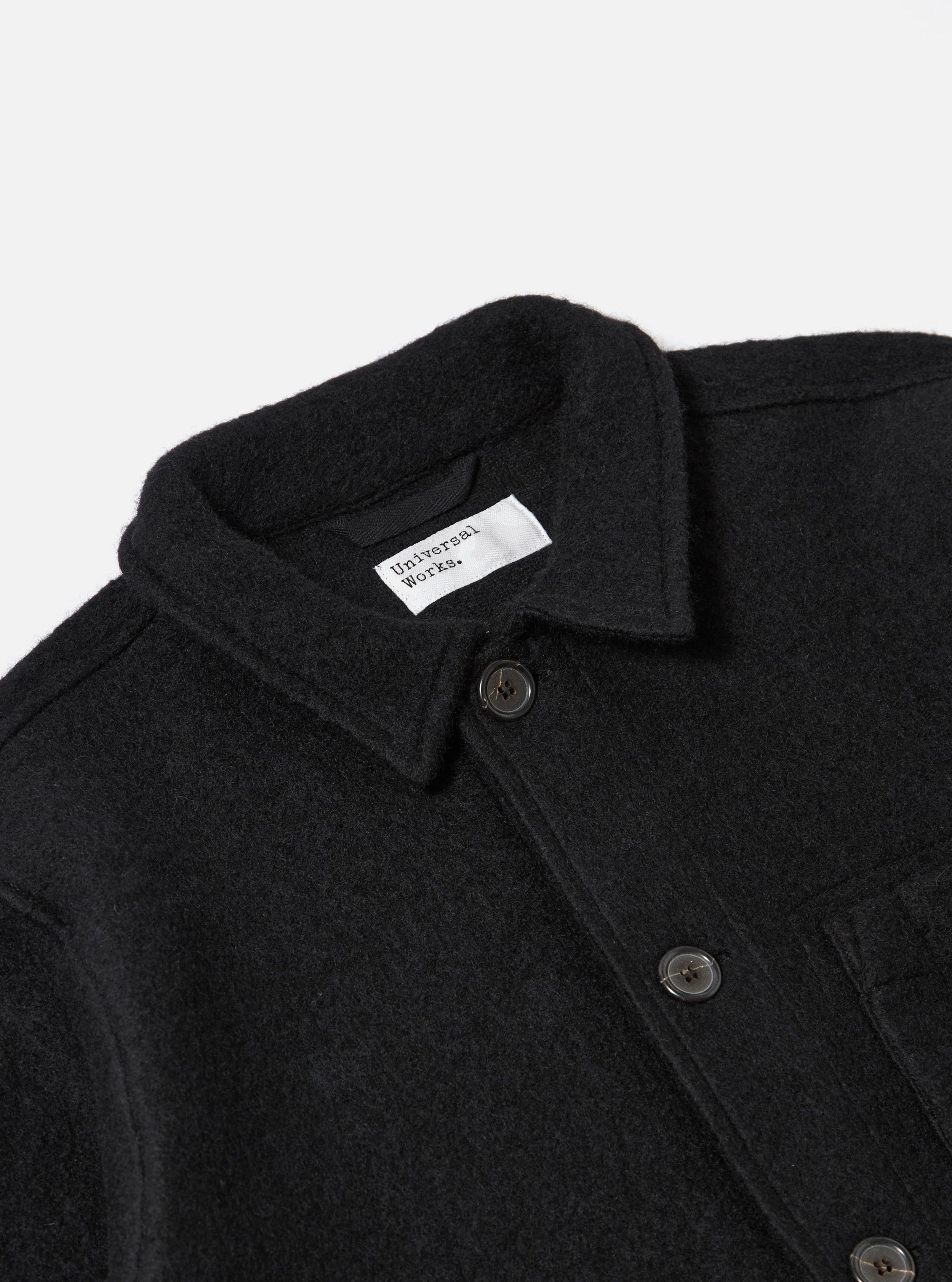 Black Wool Fleece Field Jacket
