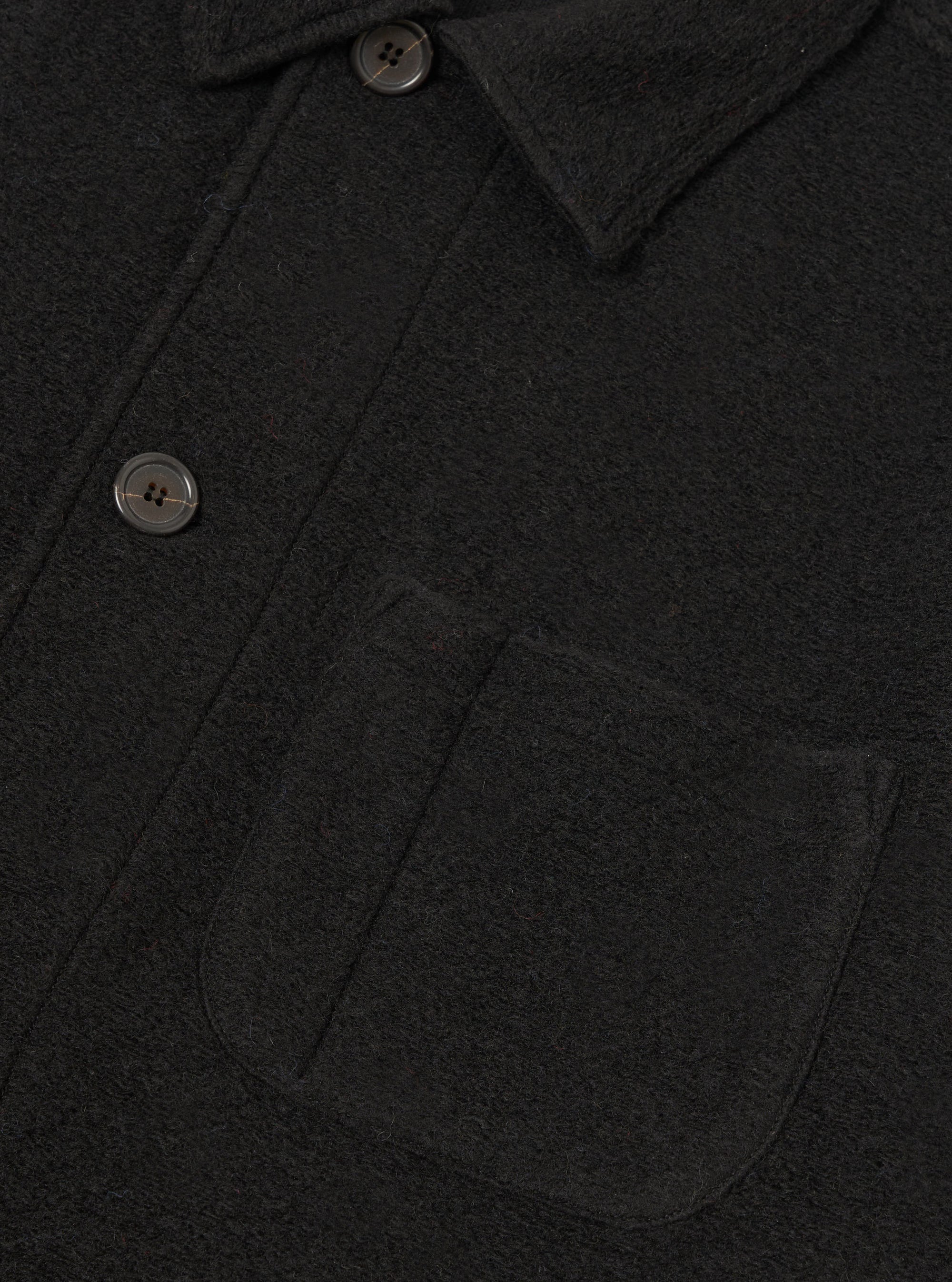 Black Wool Fleece Field Jacket