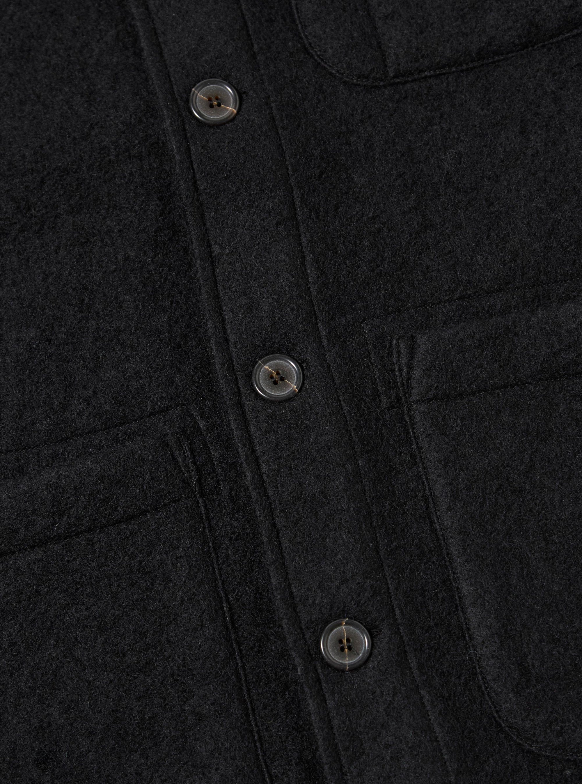 Black Wool Fleece Field Jacket