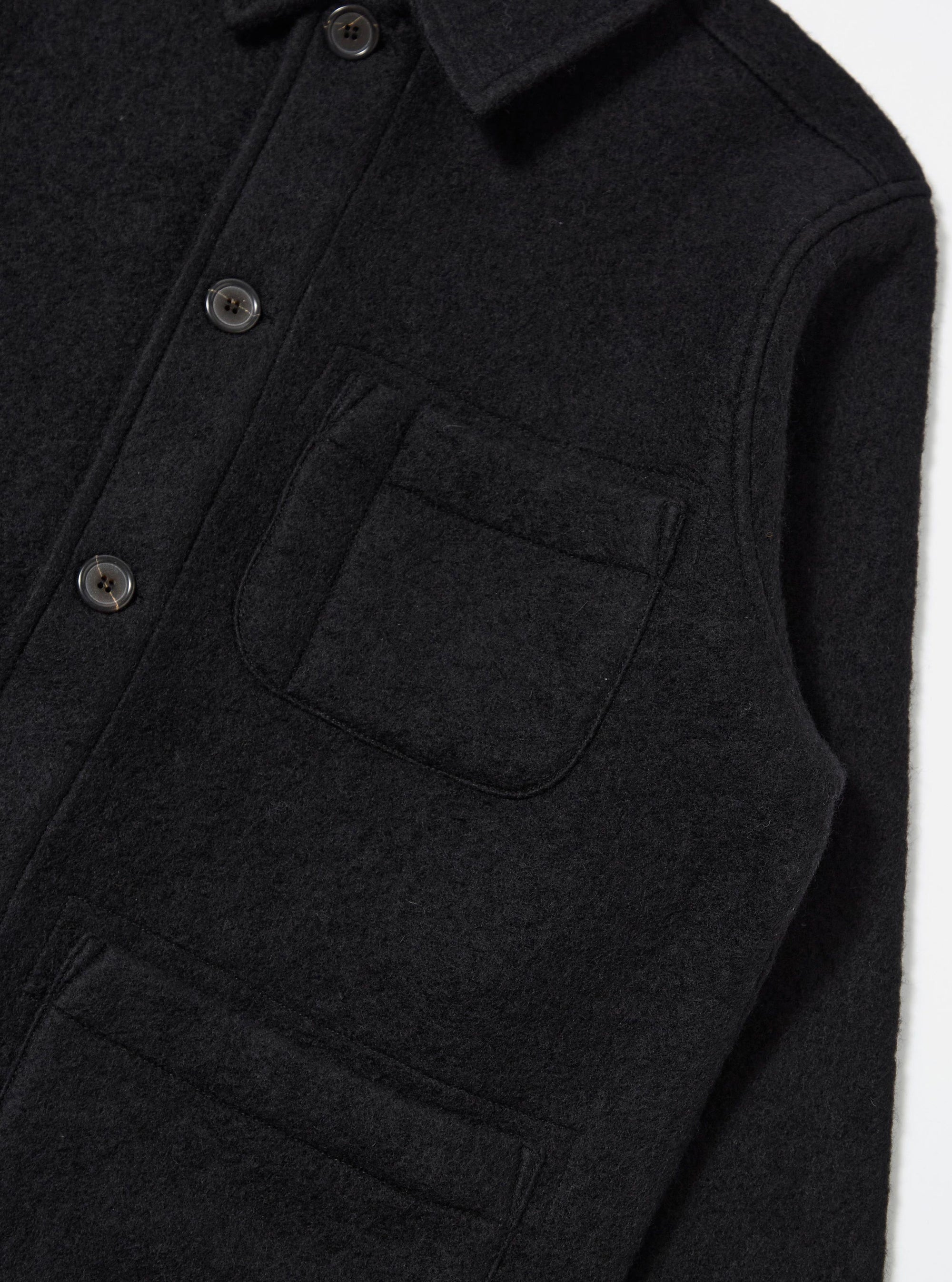 Black Wool Fleece Field Jacket