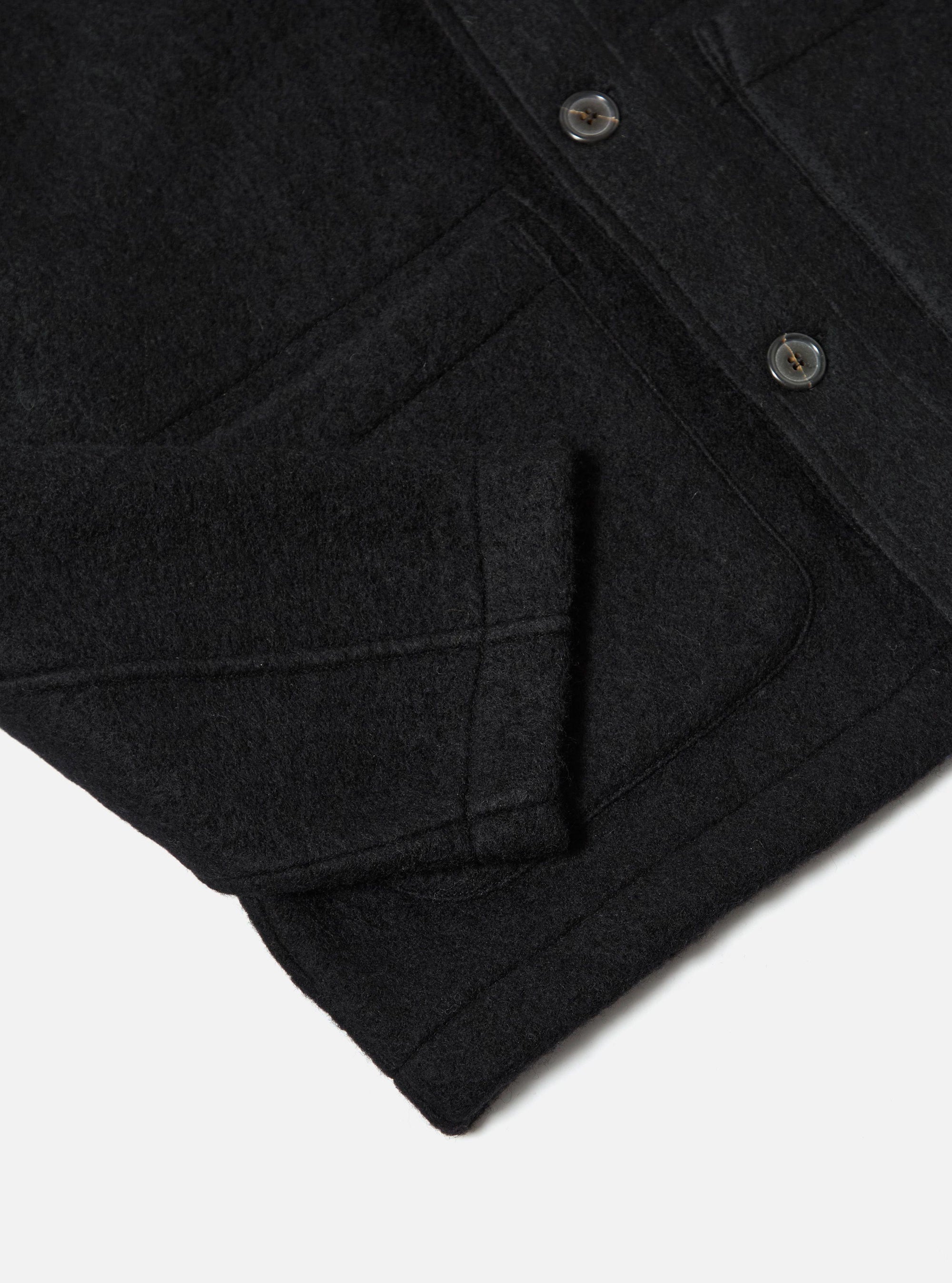 Black Wool Fleece Field Jacket
